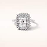 1.05 CT Radiant Shaped Double Halo Moissanite Engagement Ring