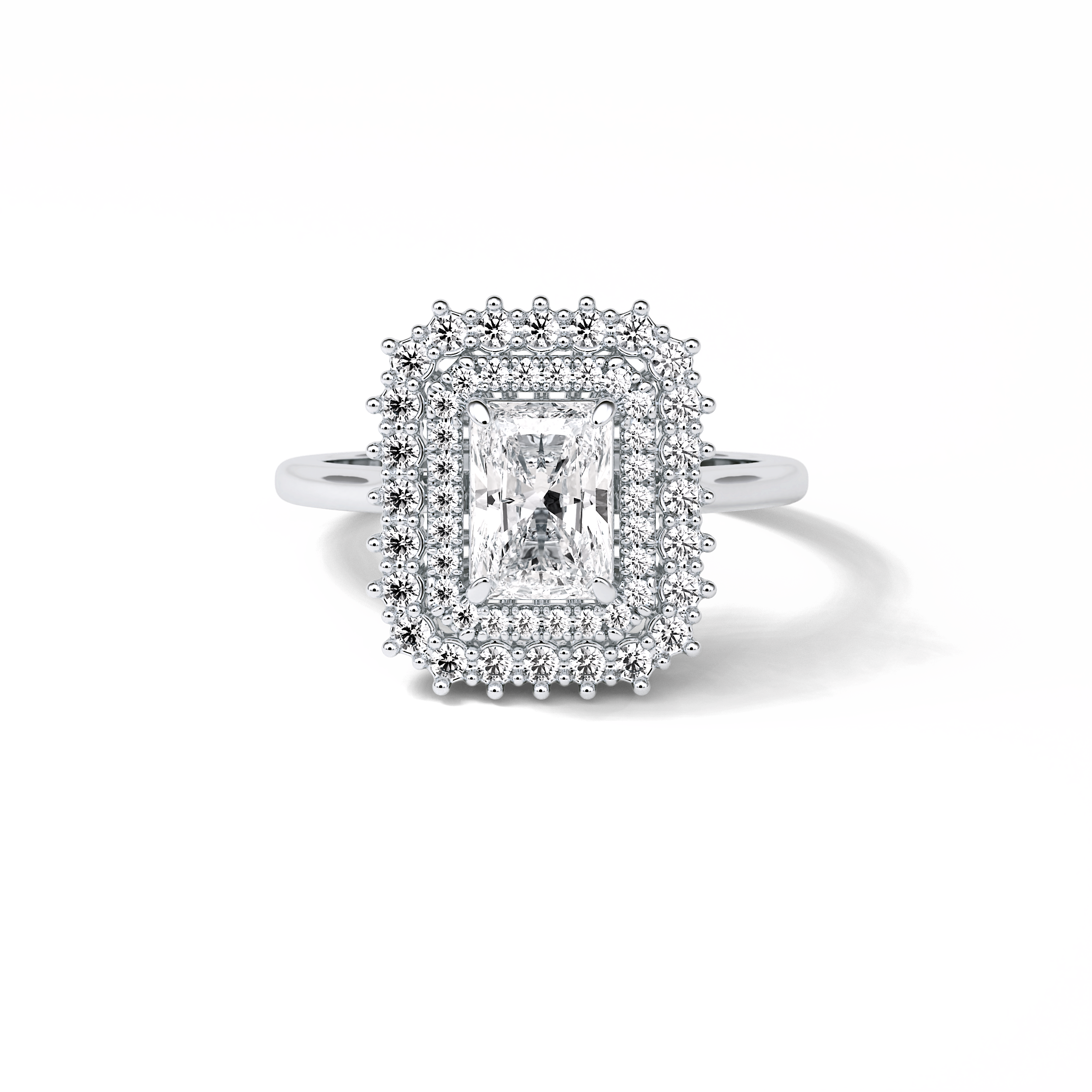 Radiant Double Halo Lab Grown Diamond Engagement Ring