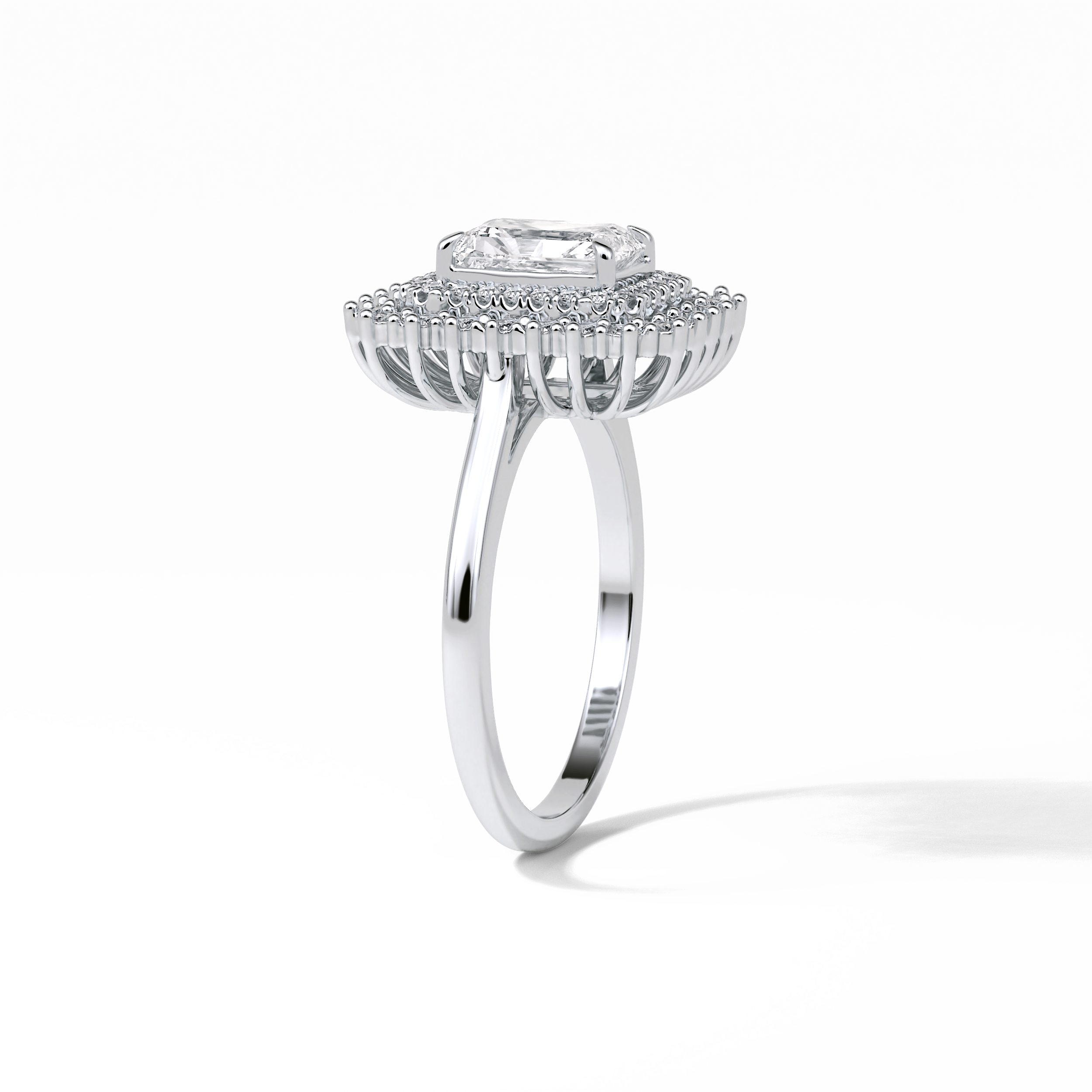 Radiant Double Halo Lab Grown Diamond Engagement Ring