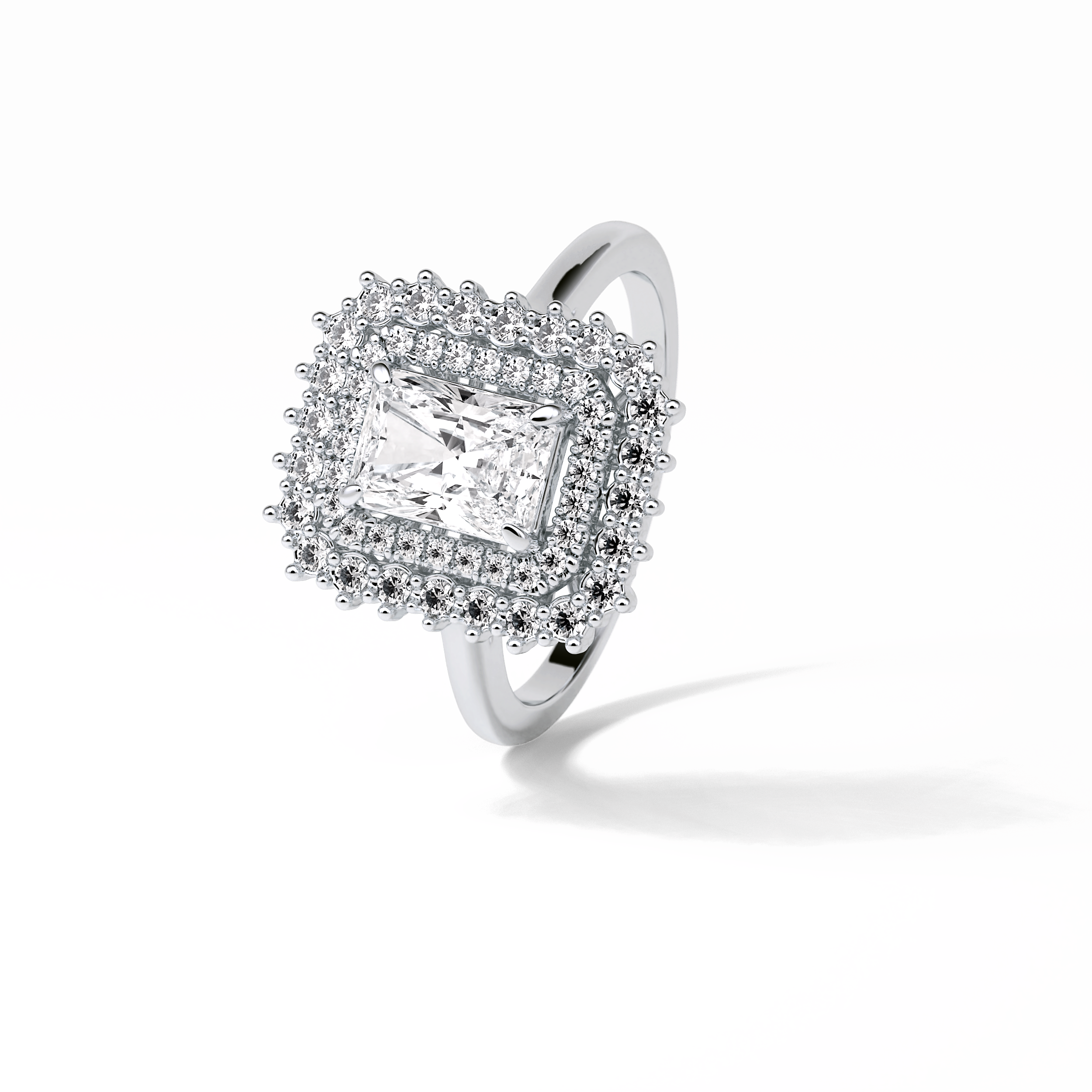 Radiant Double Halo Lab Grown Diamond Engagement Ring
