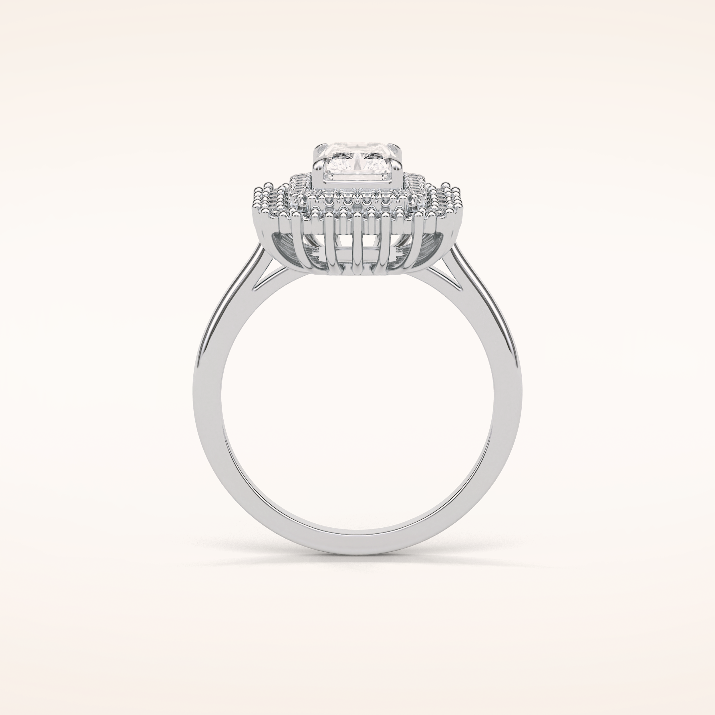 1.05 CT Radiant Shaped Double Halo Moissanite Engagement Ring