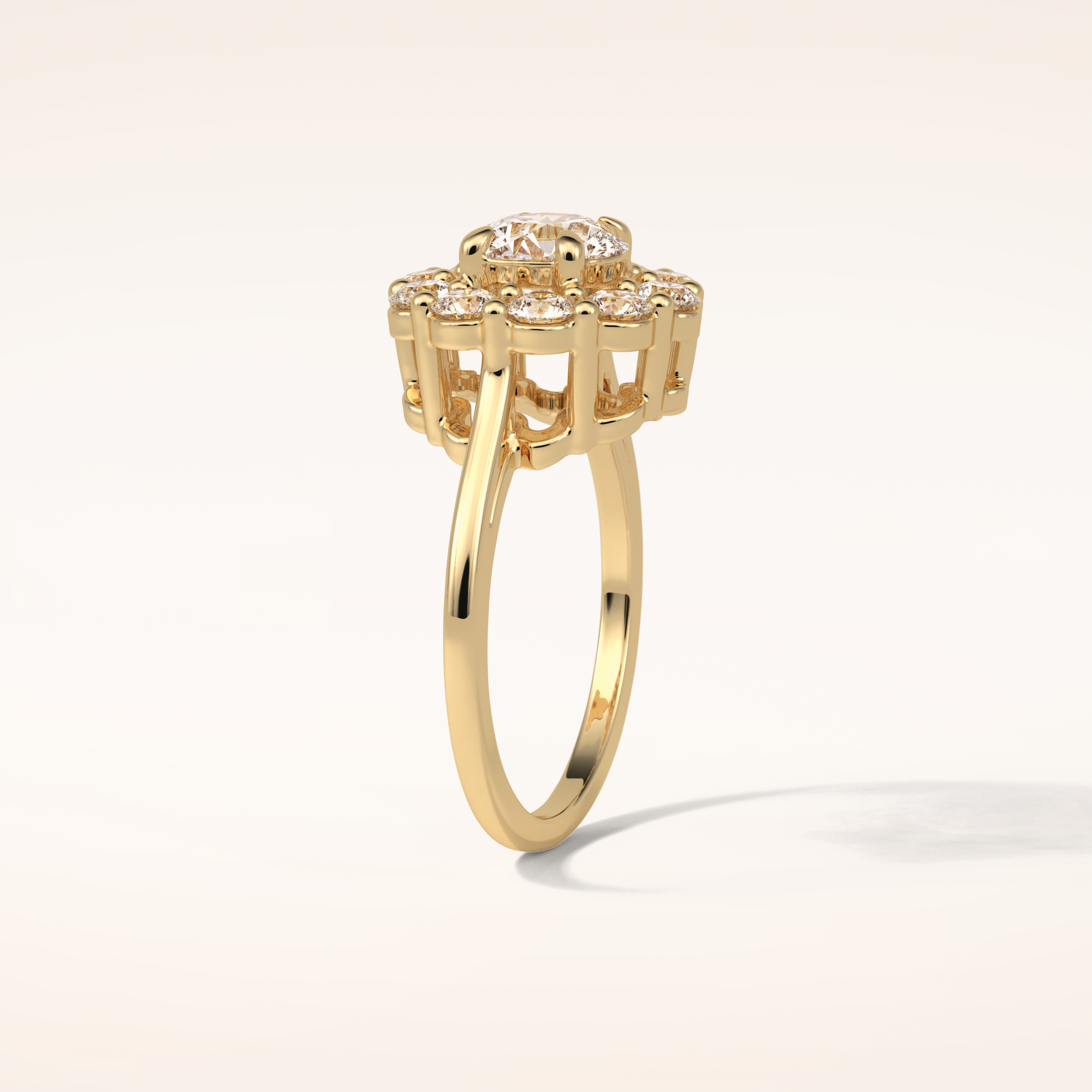 1 CT Round Shaped Halo Moissanite Engagement Ring