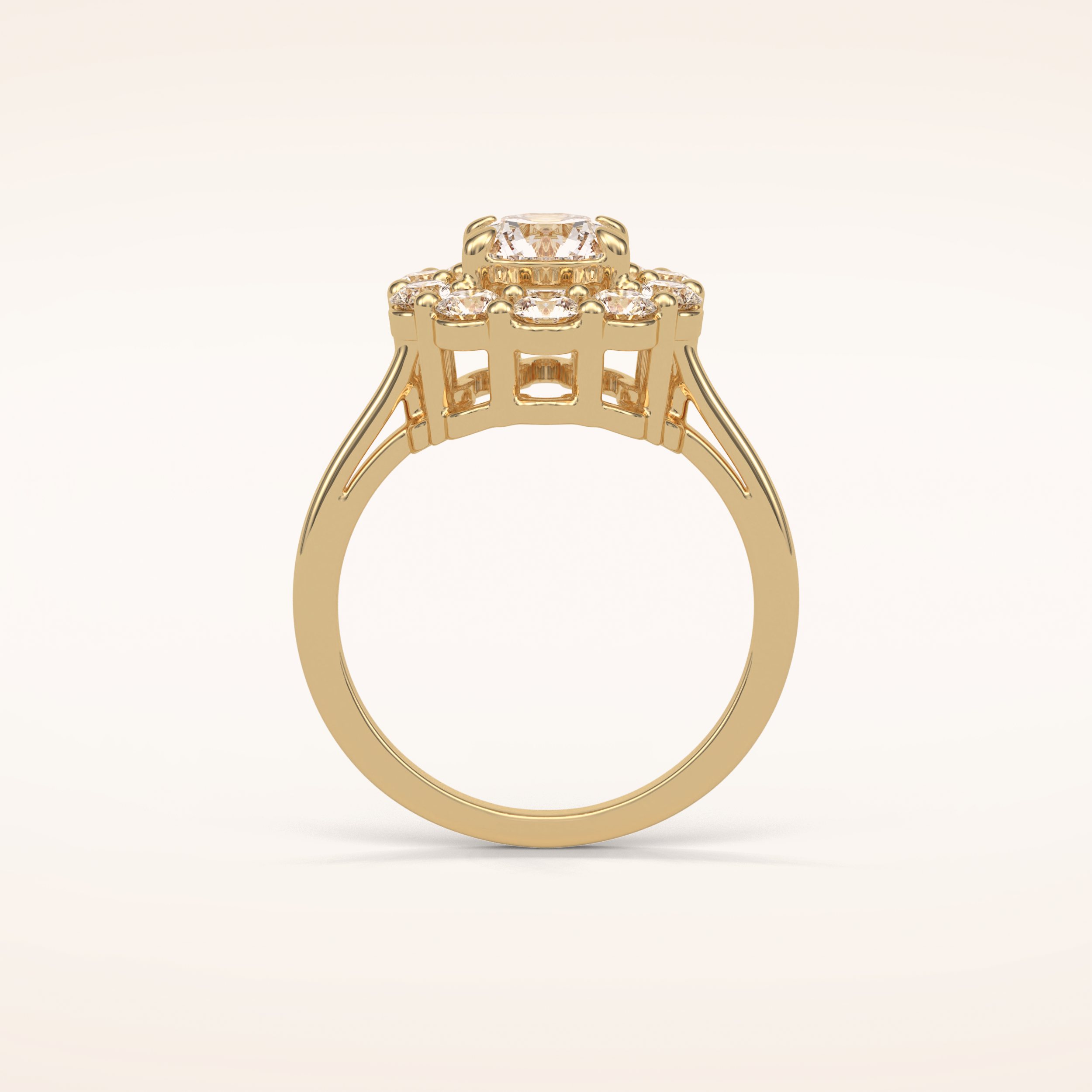 1 CT Round Shaped Halo Moissanite Engagement Ring