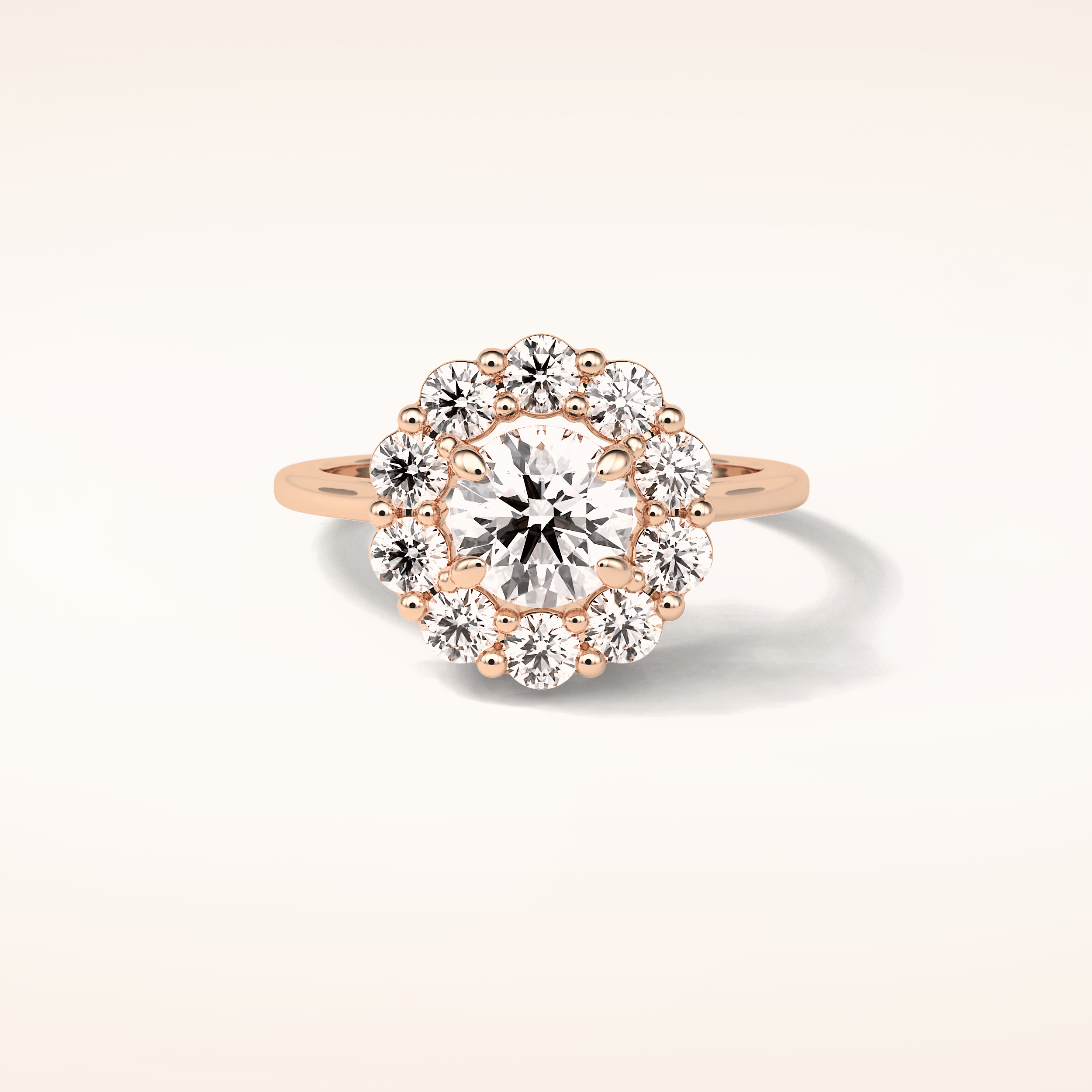 1 CT Round Shaped Halo Moissanite Engagement Ring