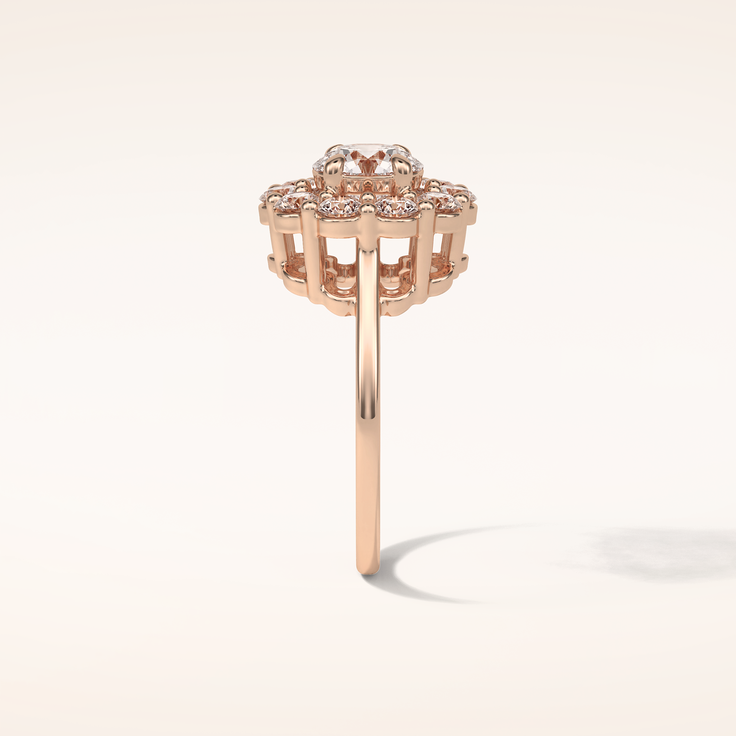 1 CT Round Shaped Halo Moissanite Engagement Ring