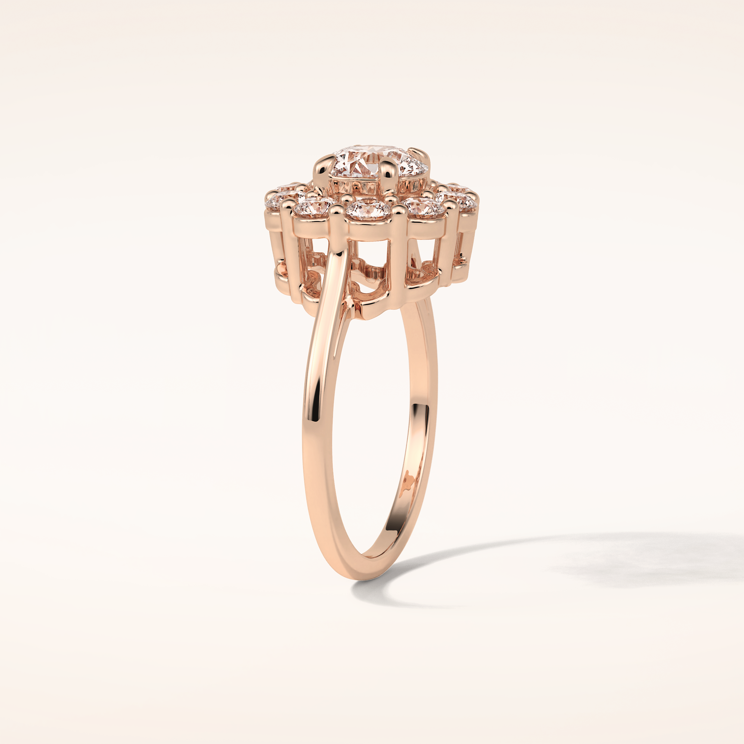 1 CT Round Shaped Halo Moissanite Engagement Ring