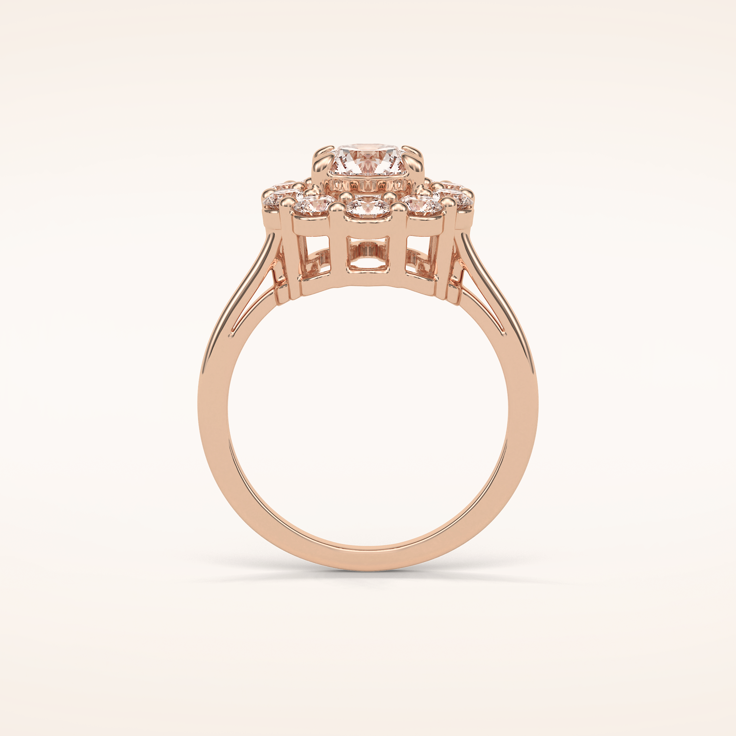 1 CT Round Shaped Halo Moissanite Engagement Ring