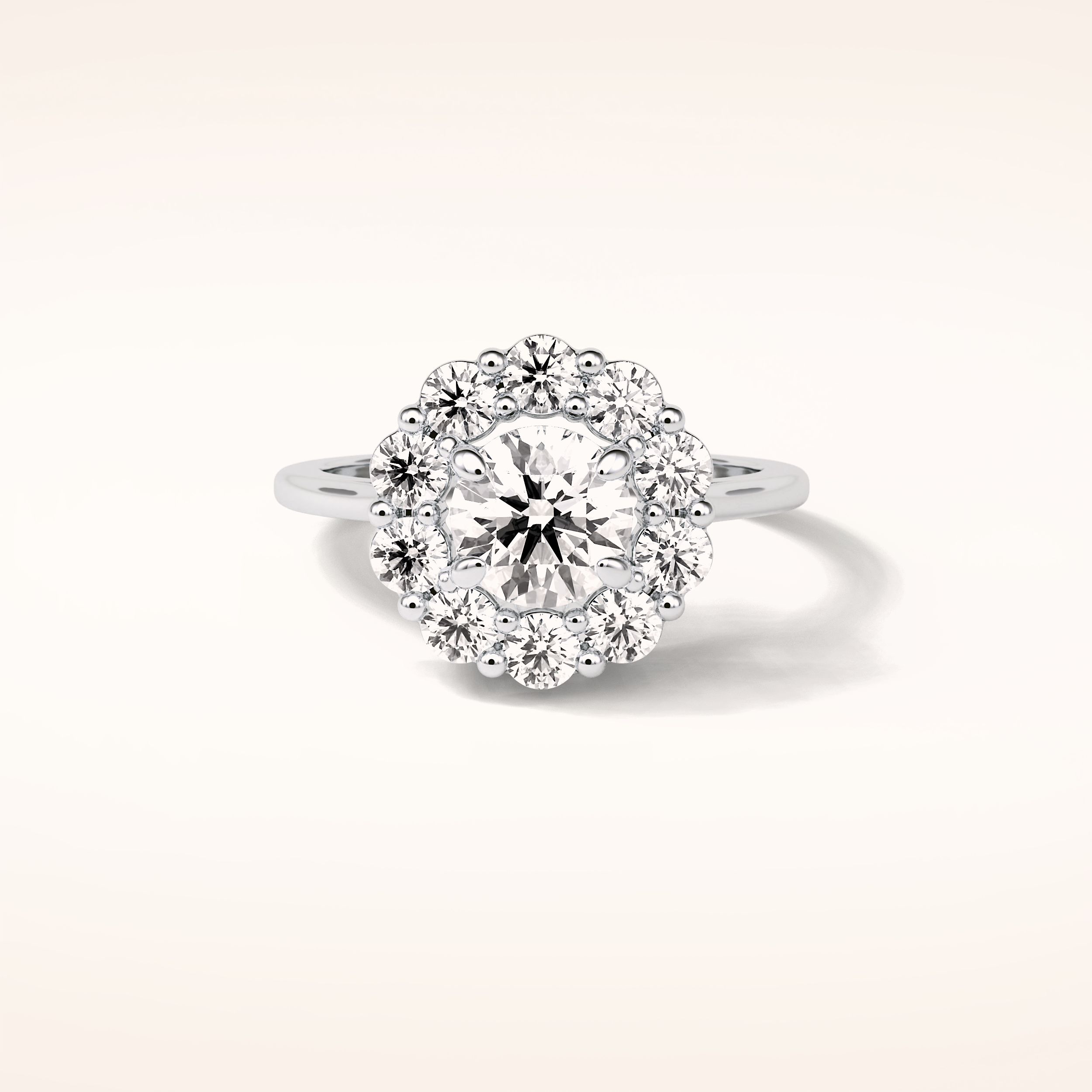 1 CT Round Shaped Halo Moissanite Engagement Ring
