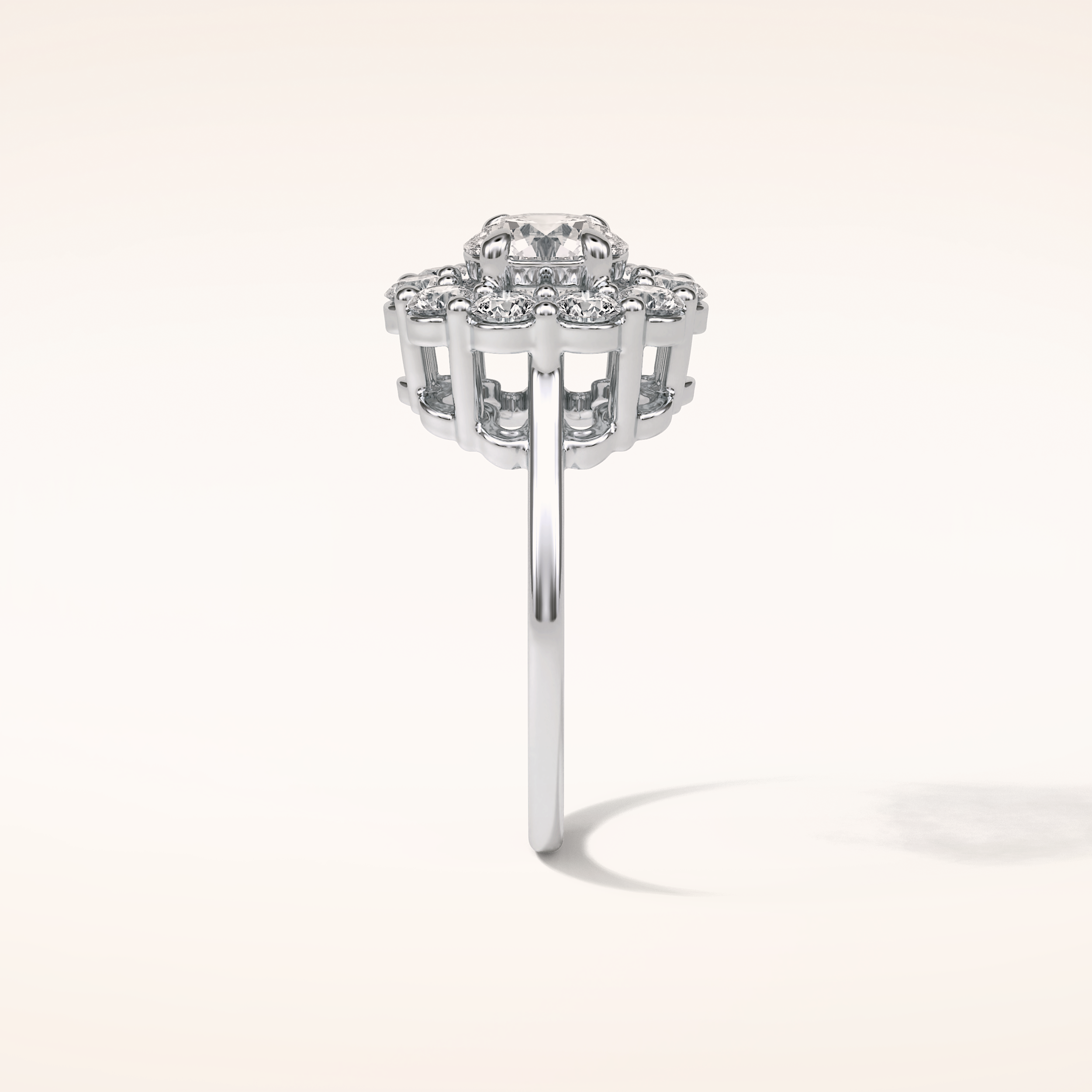 1 CT Round Shaped Halo Moissanite Engagement Ring