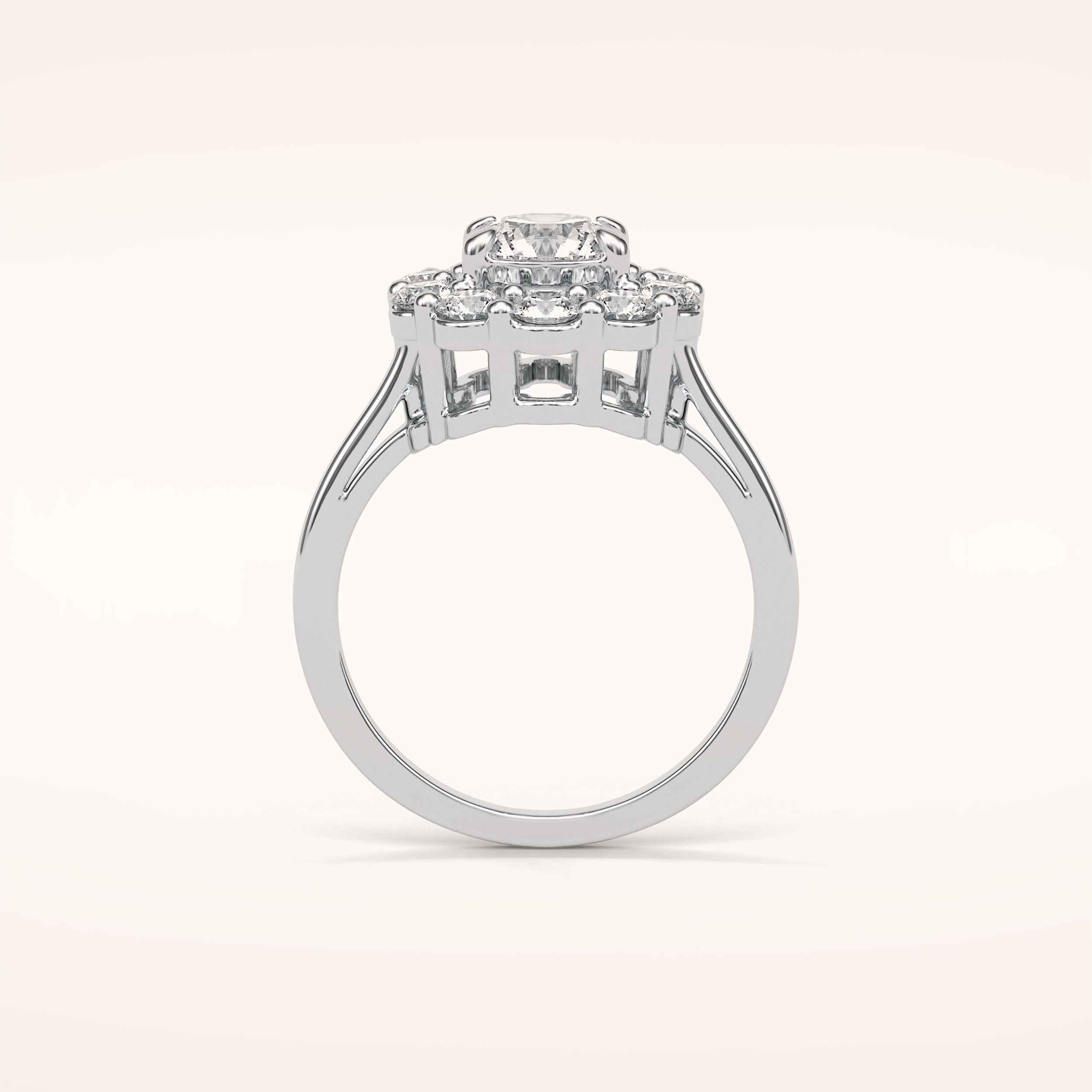 1 CT Round Shaped Halo Moissanite Engagement Ring