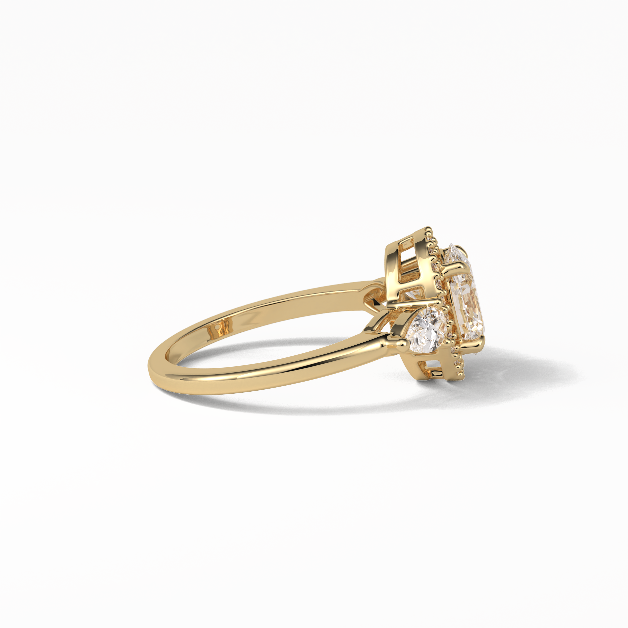 Oval Halo & Three Stones Lab Grown Diamond Engagement Ring