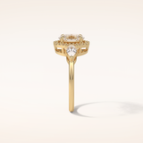 1.33 CT Oval Shaped Three Stones & Halo Moissanite Engagement Ring