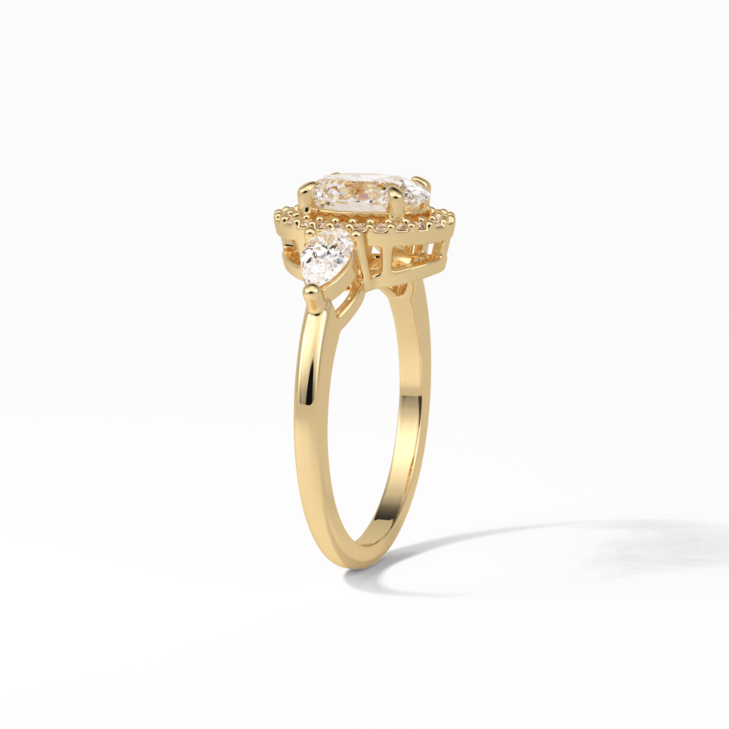 Oval Halo & Three Stones Lab Grown Diamond Engagement Ring