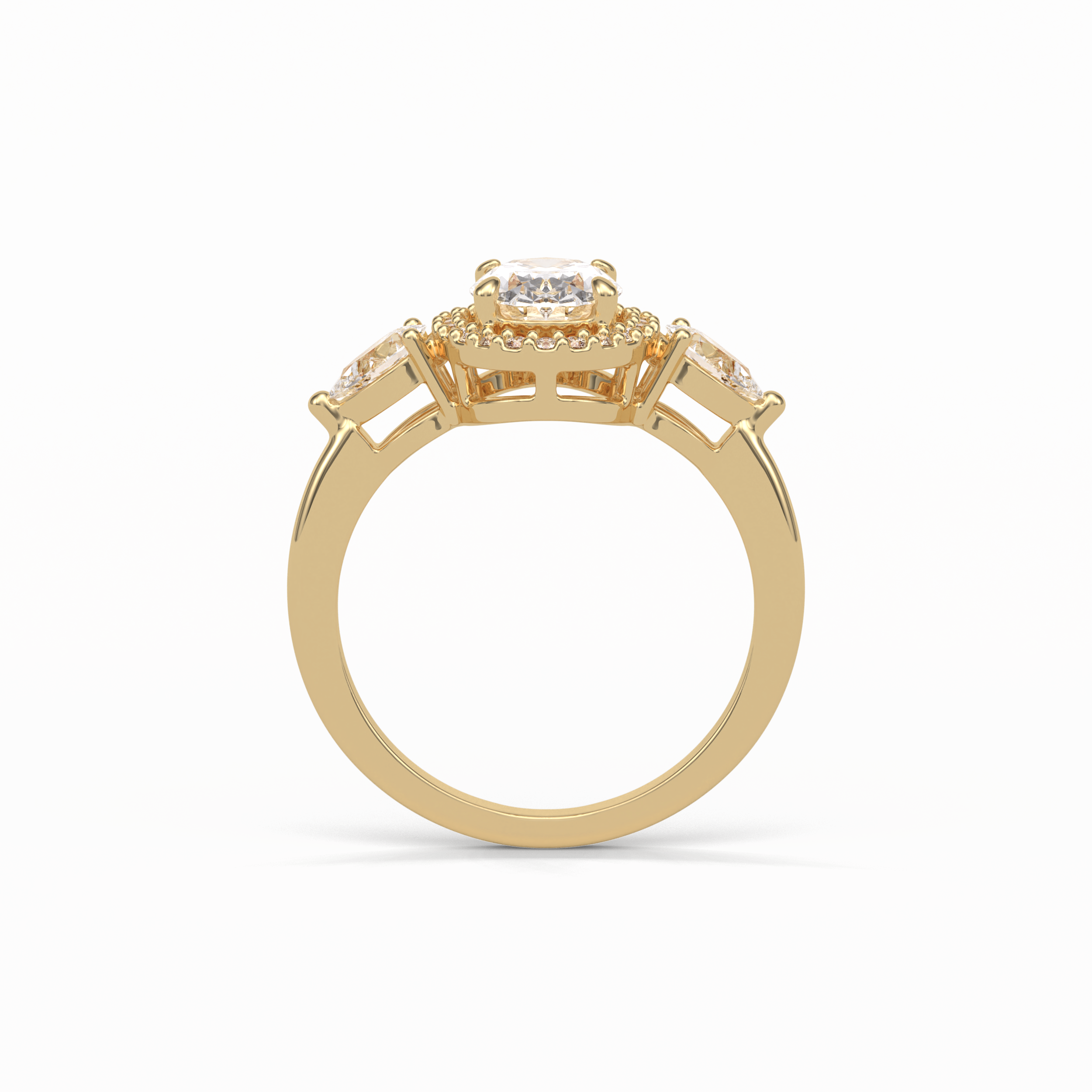 Oval Halo & Three Stones Lab Grown Diamond Engagement Ring