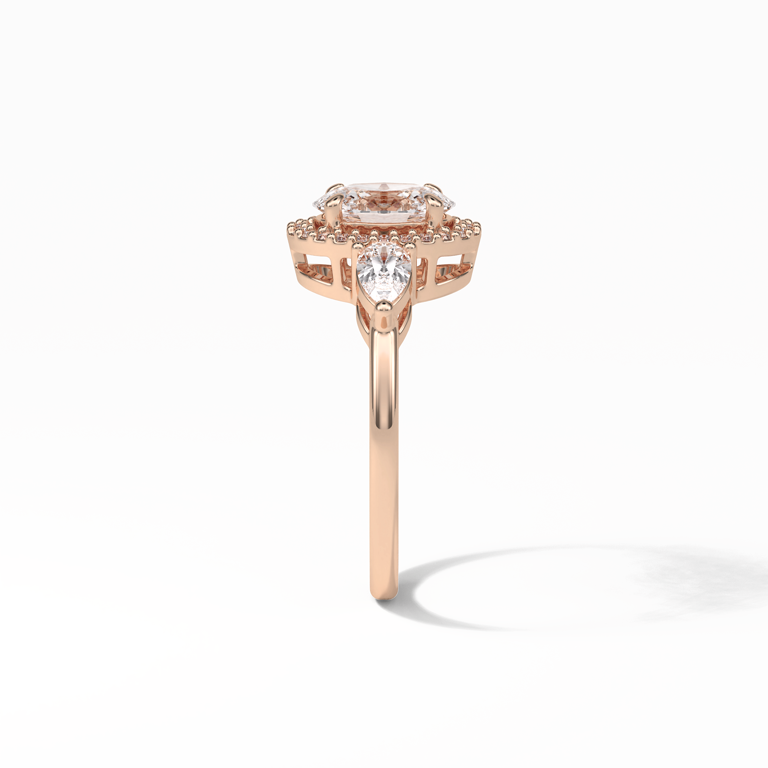 Oval Halo & Three Stones Lab Grown Diamond Engagement Ring