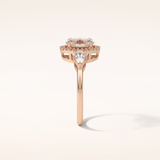 1.33 CT Oval Shaped Three Stones & Halo Moissanite Engagement Ring