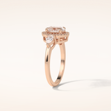 1.33 CT Oval Shaped Three Stones & Halo Moissanite Engagement Ring