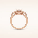 1.33 CT Oval Shaped Three Stones & Halo Moissanite Engagement Ring