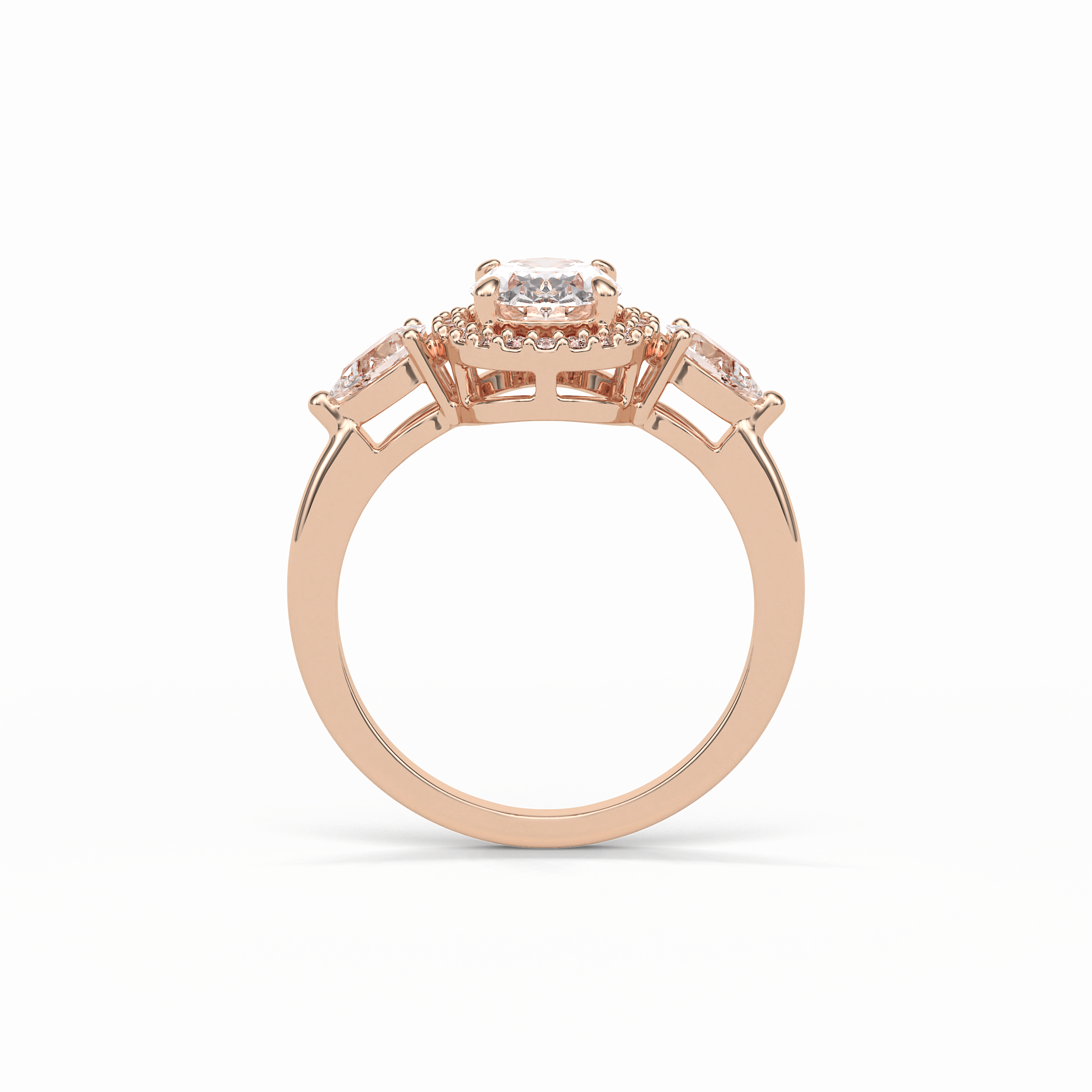 Oval Halo & Three Stones Lab Grown Diamond Engagement Ring