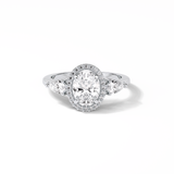 Oval Halo & Three Stones Lab Grown Diamond Engagement Ring