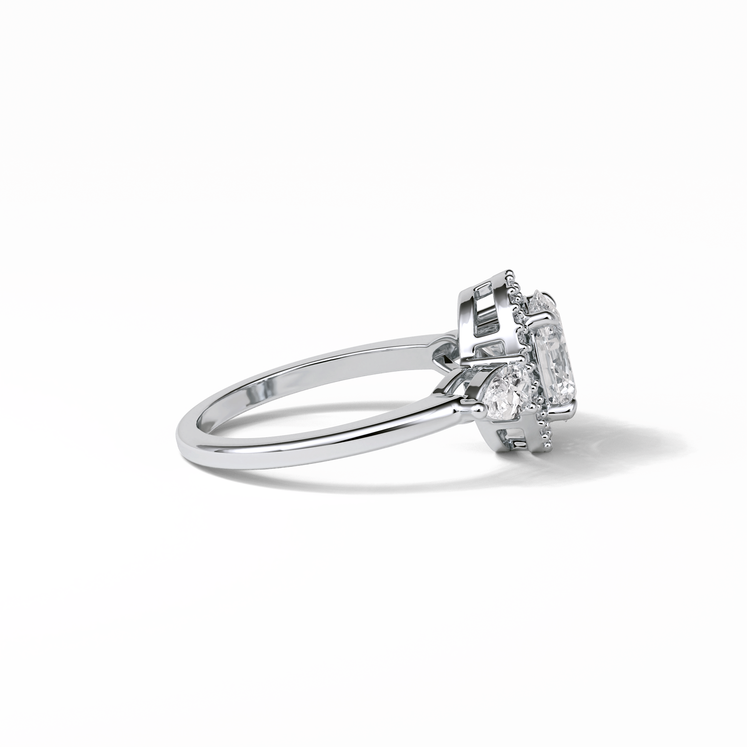 Oval Halo & Three Stones Lab Grown Diamond Engagement Ring
