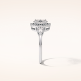 1.33 CT Oval Shaped Three Stones & Halo Moissanite Engagement Ring