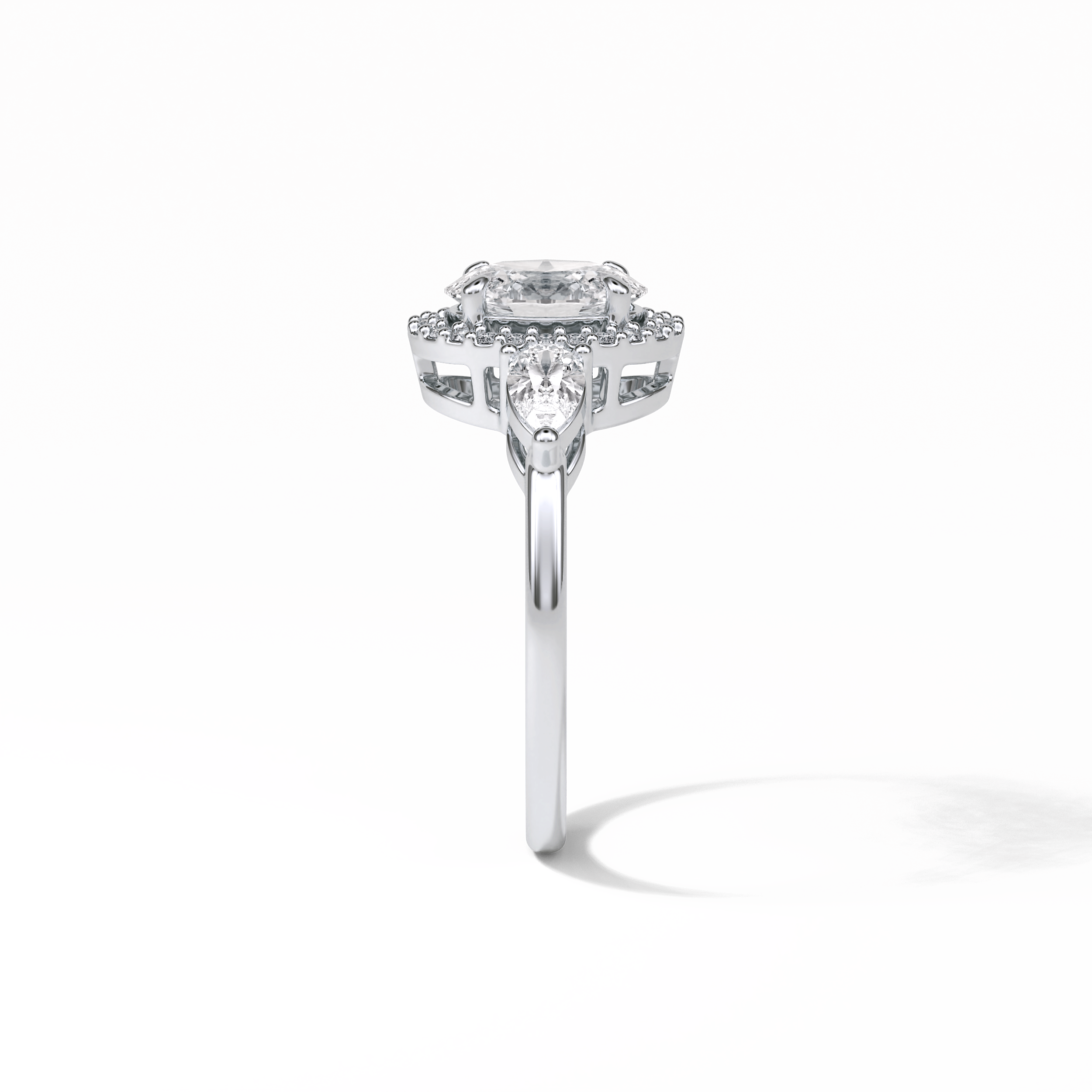 Oval Halo & Three Stones Lab Grown Diamond Engagement Ring