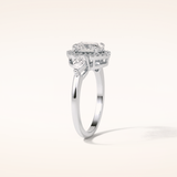 1.33 CT Oval Shaped Three Stones & Halo Moissanite Engagement Ring