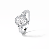 Oval Halo & Three Stones Lab Grown Diamond Engagement Ring