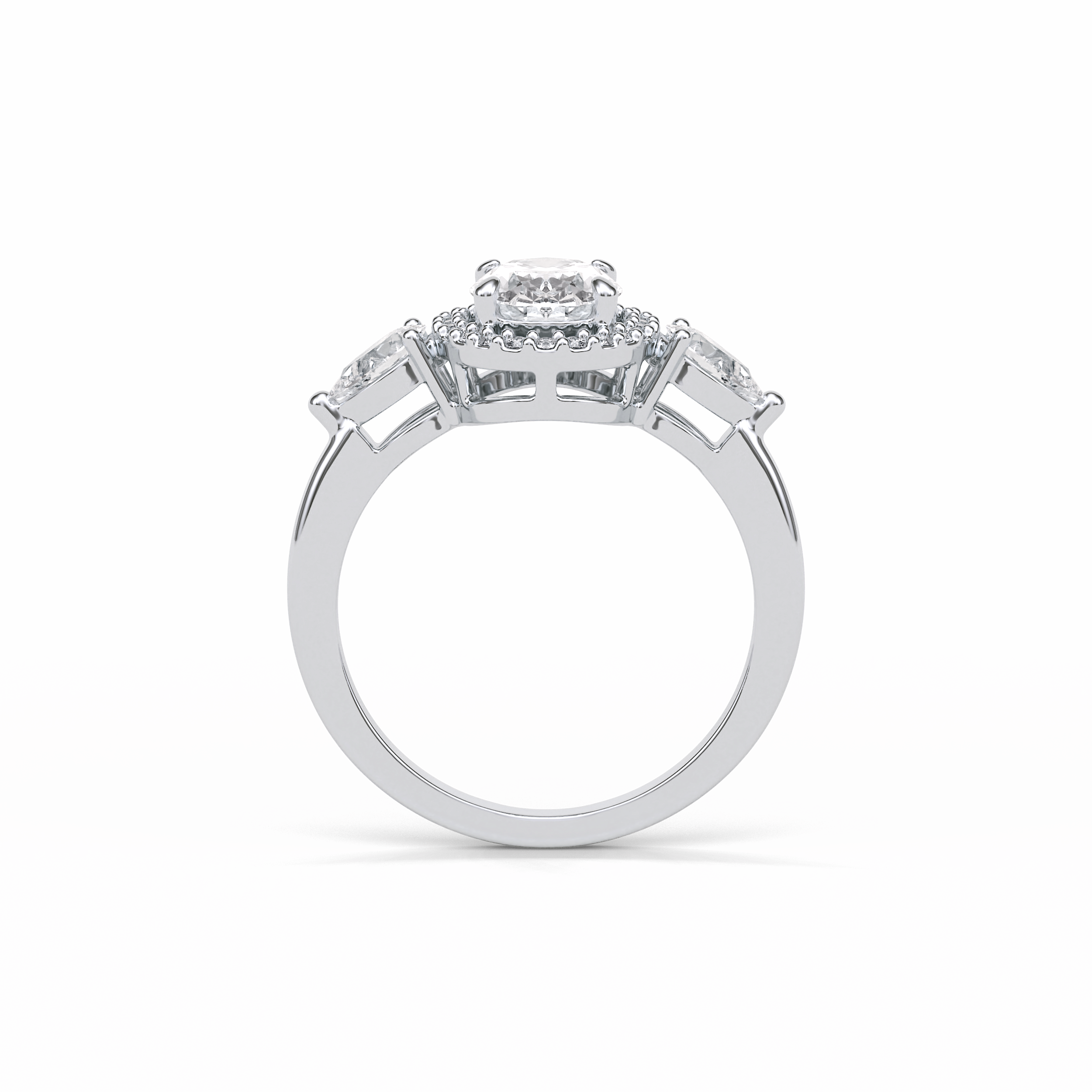 Oval Halo & Three Stones Lab Grown Diamond Engagement Ring