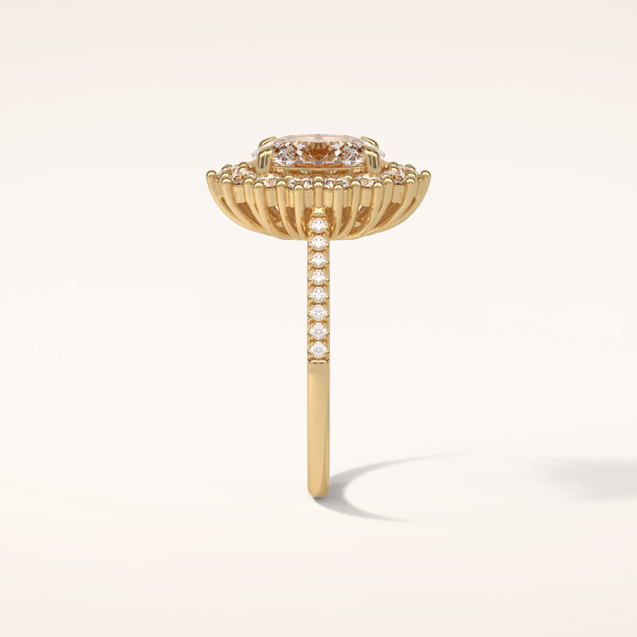 1.91 CT Oval Shaped Halo Moissanite Engagement Ring