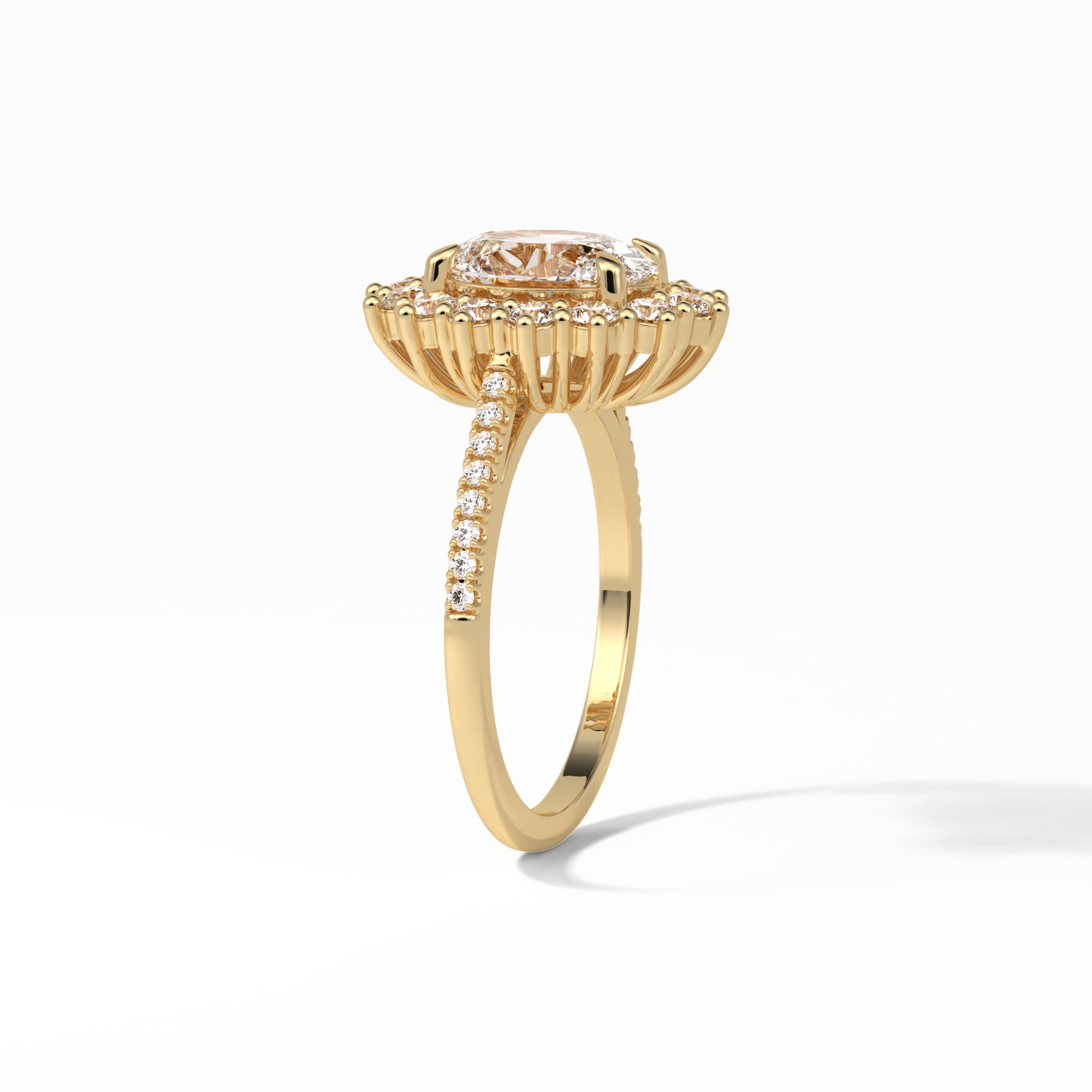 Oval Halo & Pave Lab Grown Diamond Engagement Ring