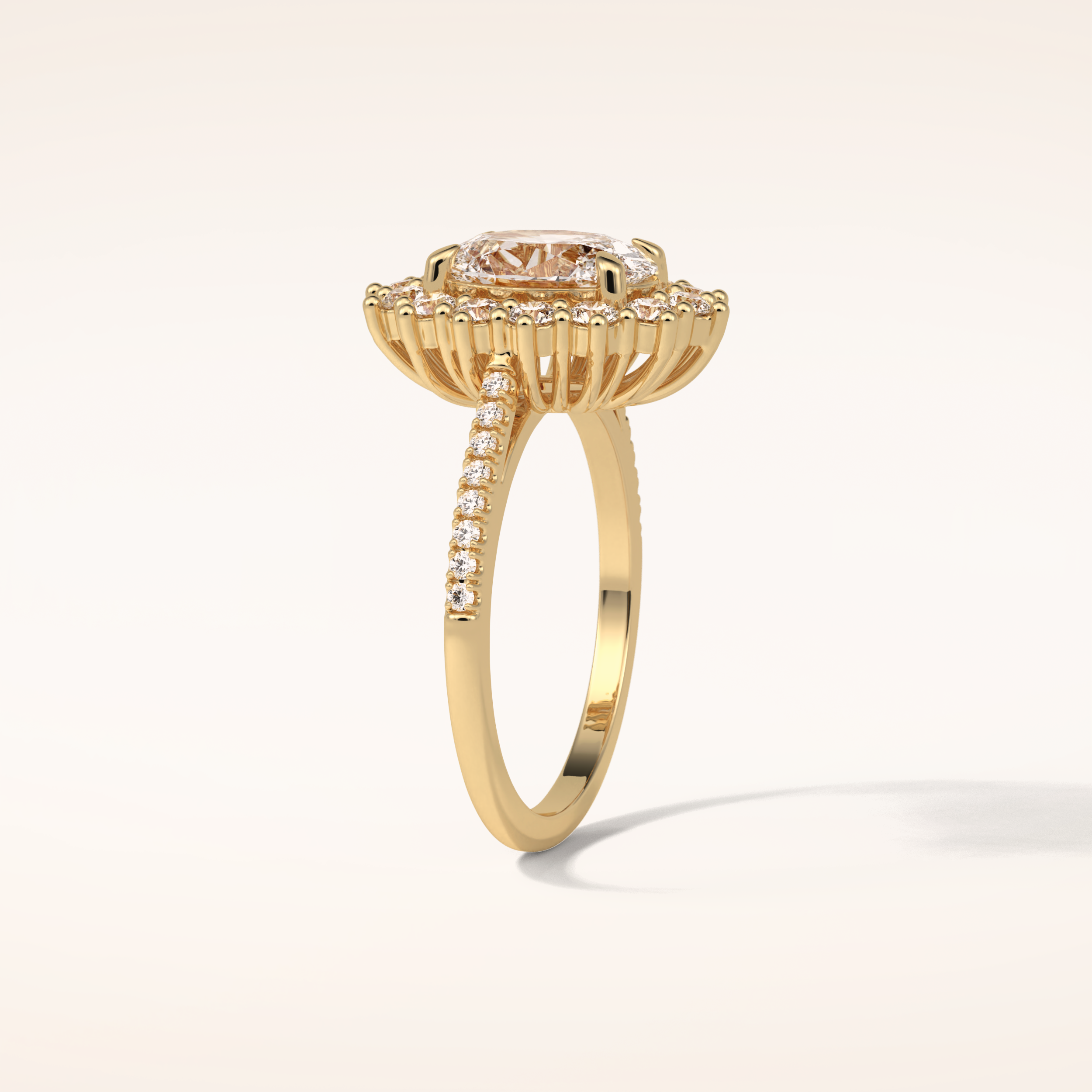 1.91 CT Oval Shaped Halo Moissanite Engagement Ring