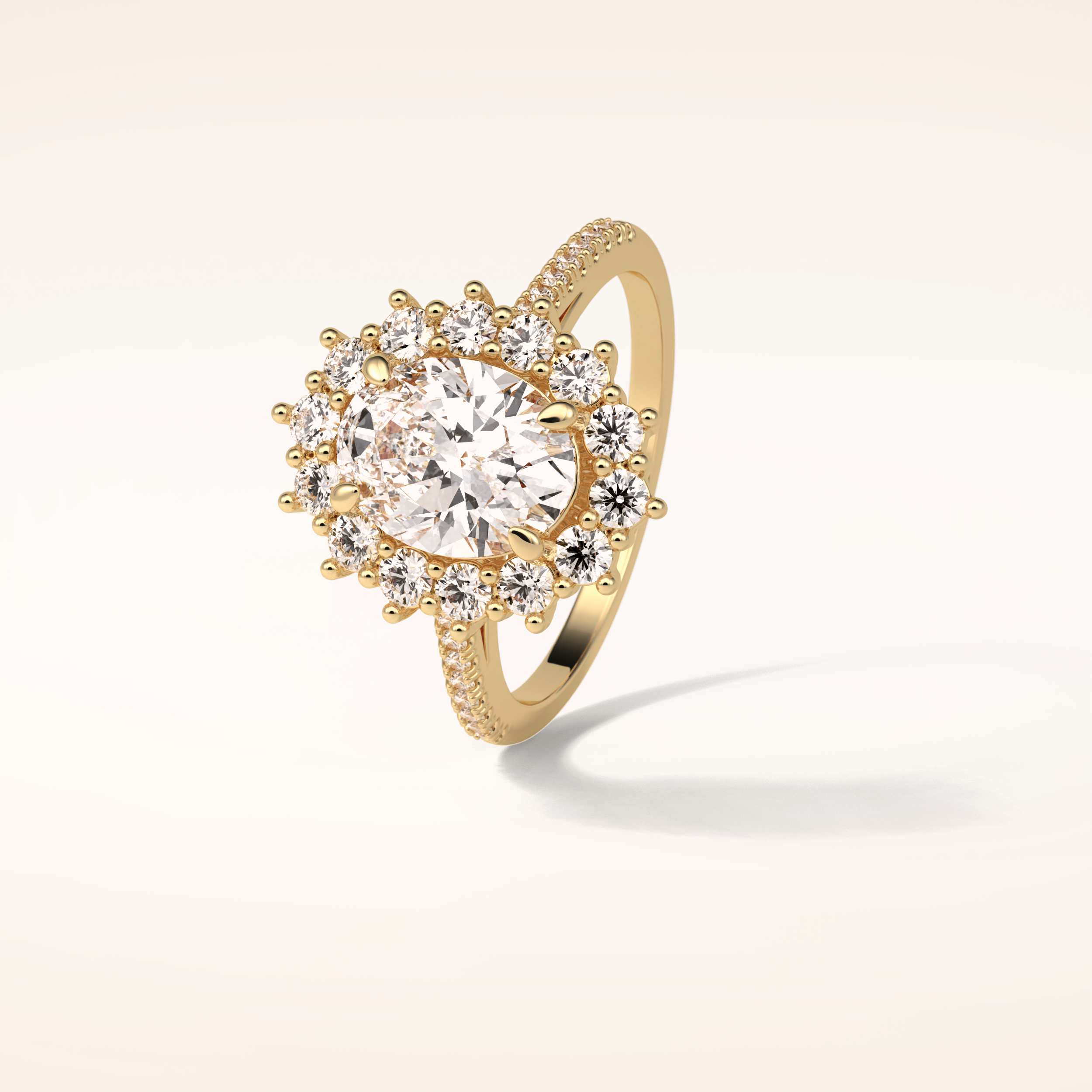 1.91 CT Oval Shaped Halo Moissanite Engagement Ring