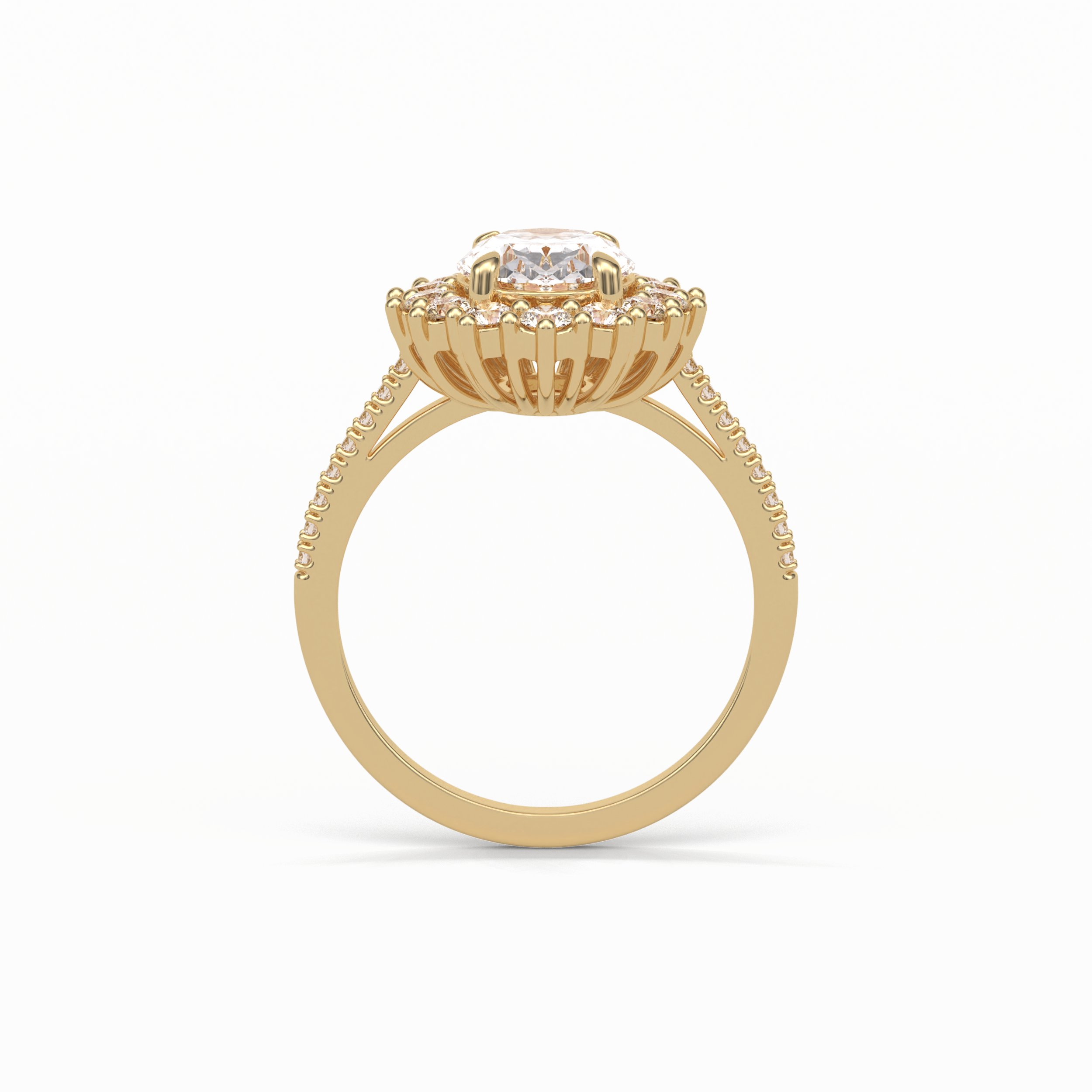 Oval Halo & Pave Lab Grown Diamond Engagement Ring