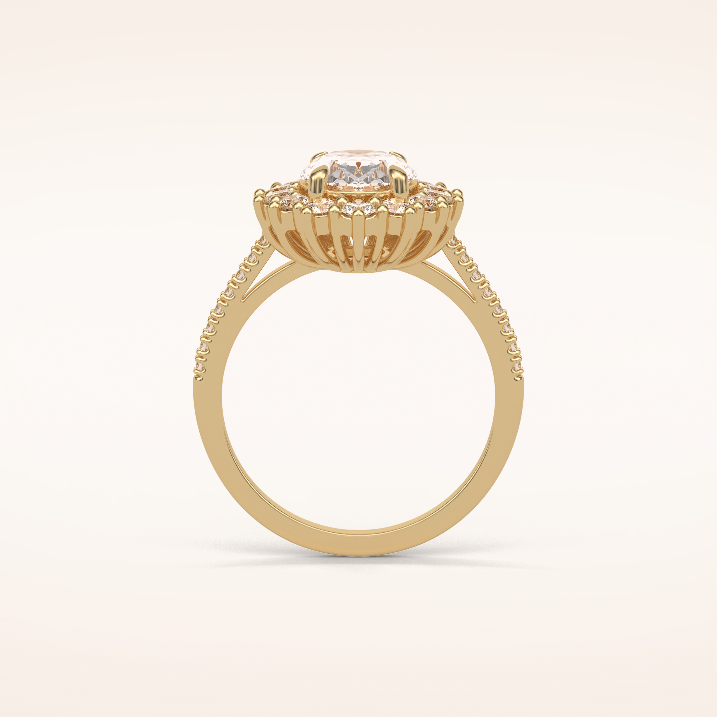 1.91 CT Oval Shaped Halo Moissanite Engagement Ring