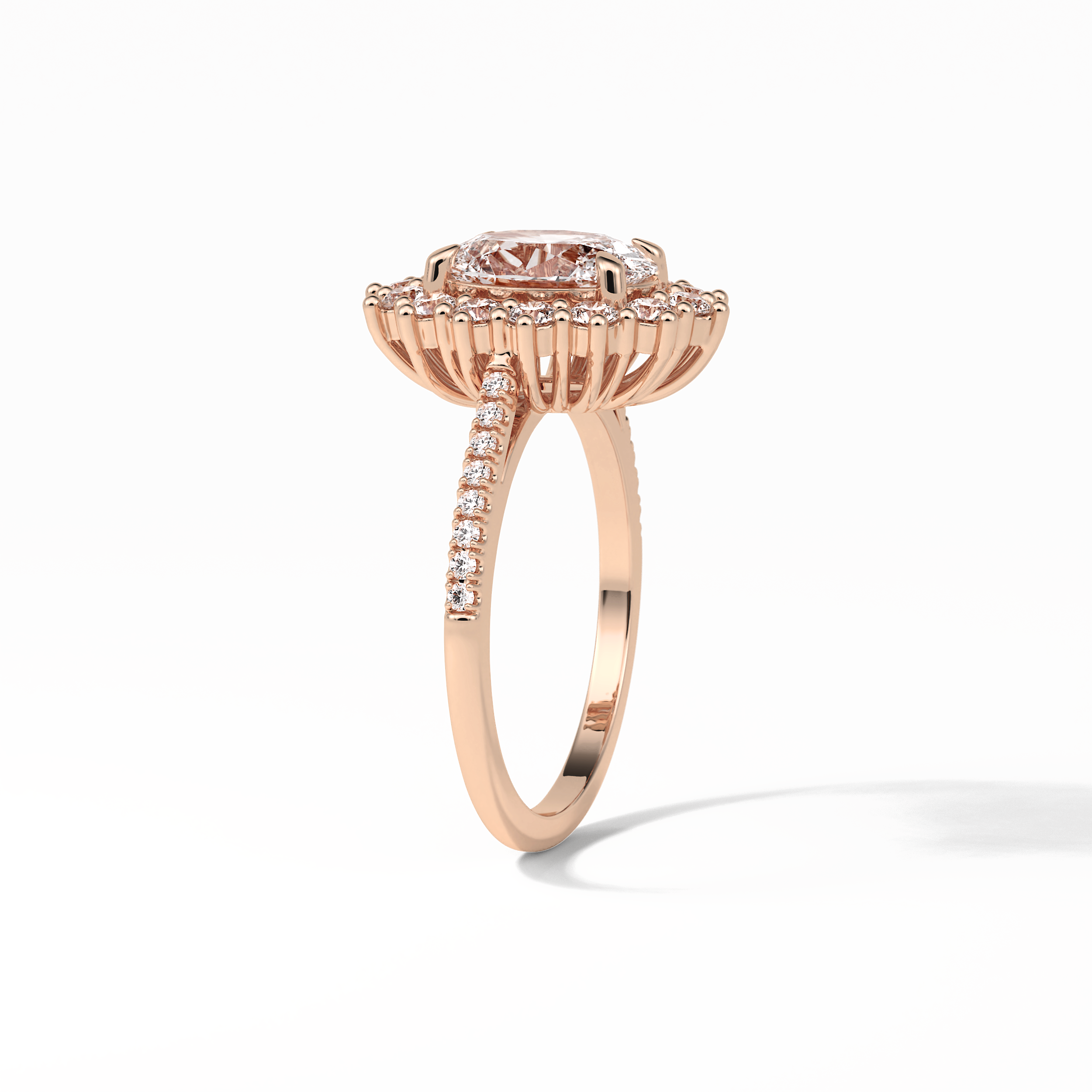 Oval Halo & Pave Lab Grown Diamond Engagement Ring