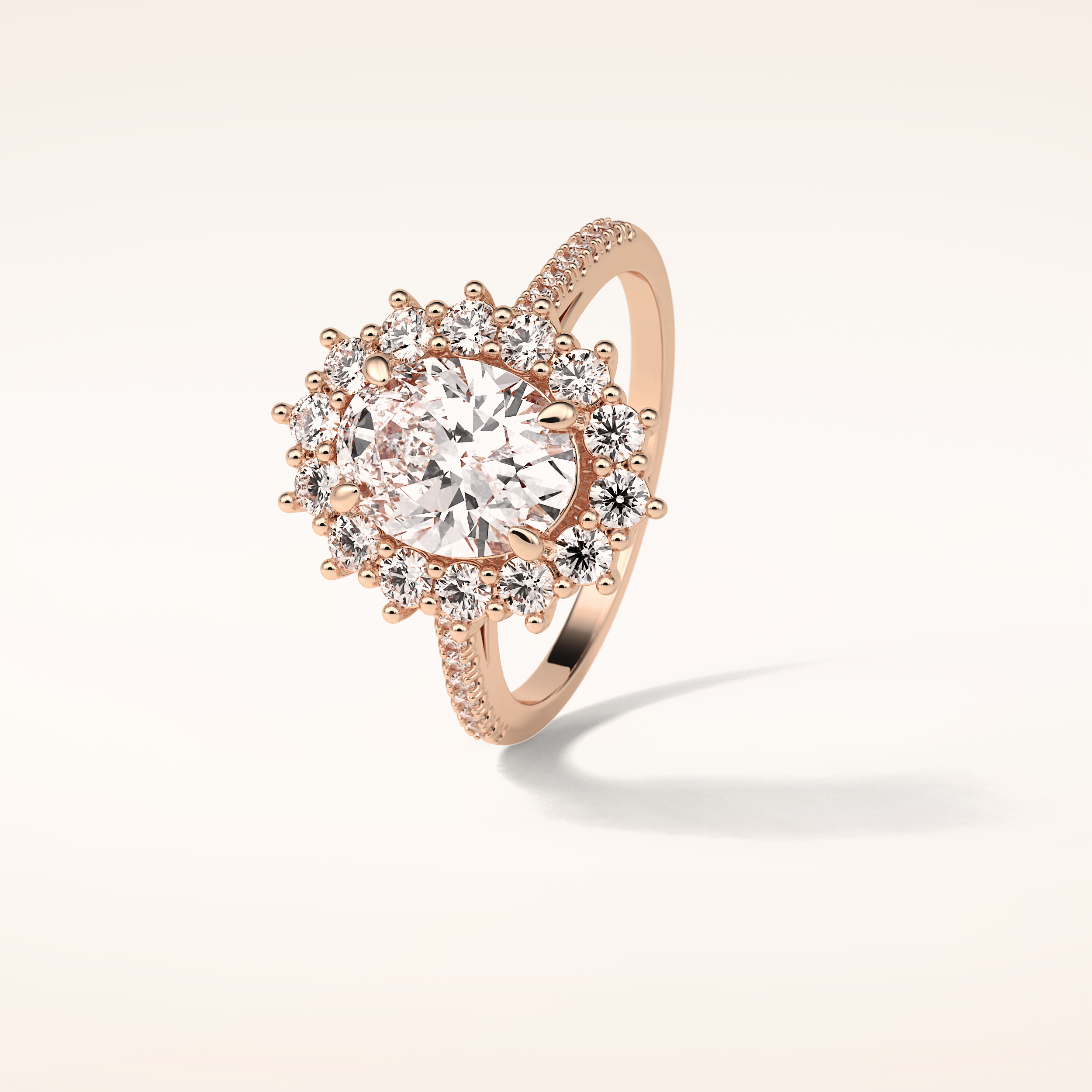 1.91 CT Oval Shaped Halo Moissanite Engagement Ring