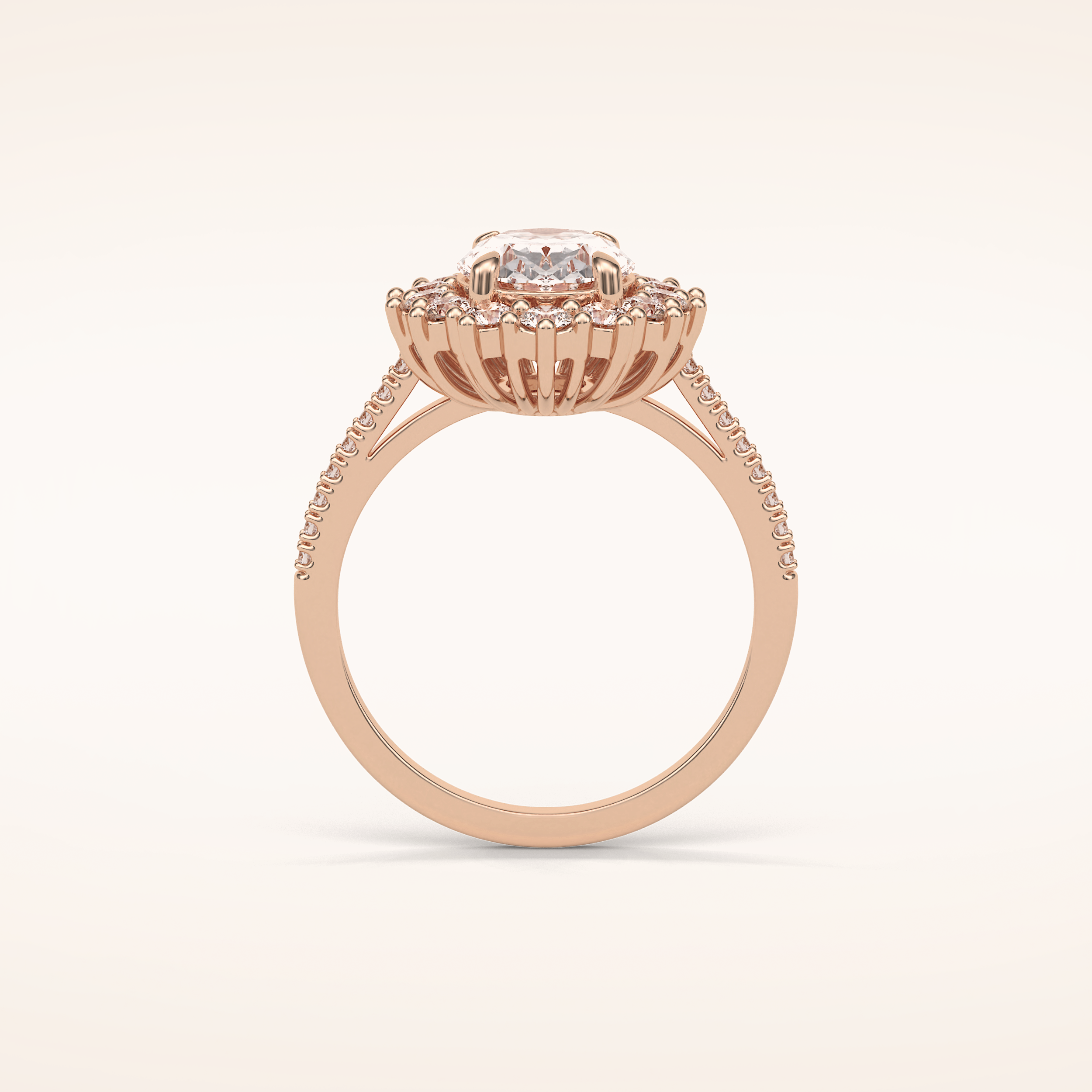 1.91 CT Oval Shaped Halo Moissanite Engagement Ring