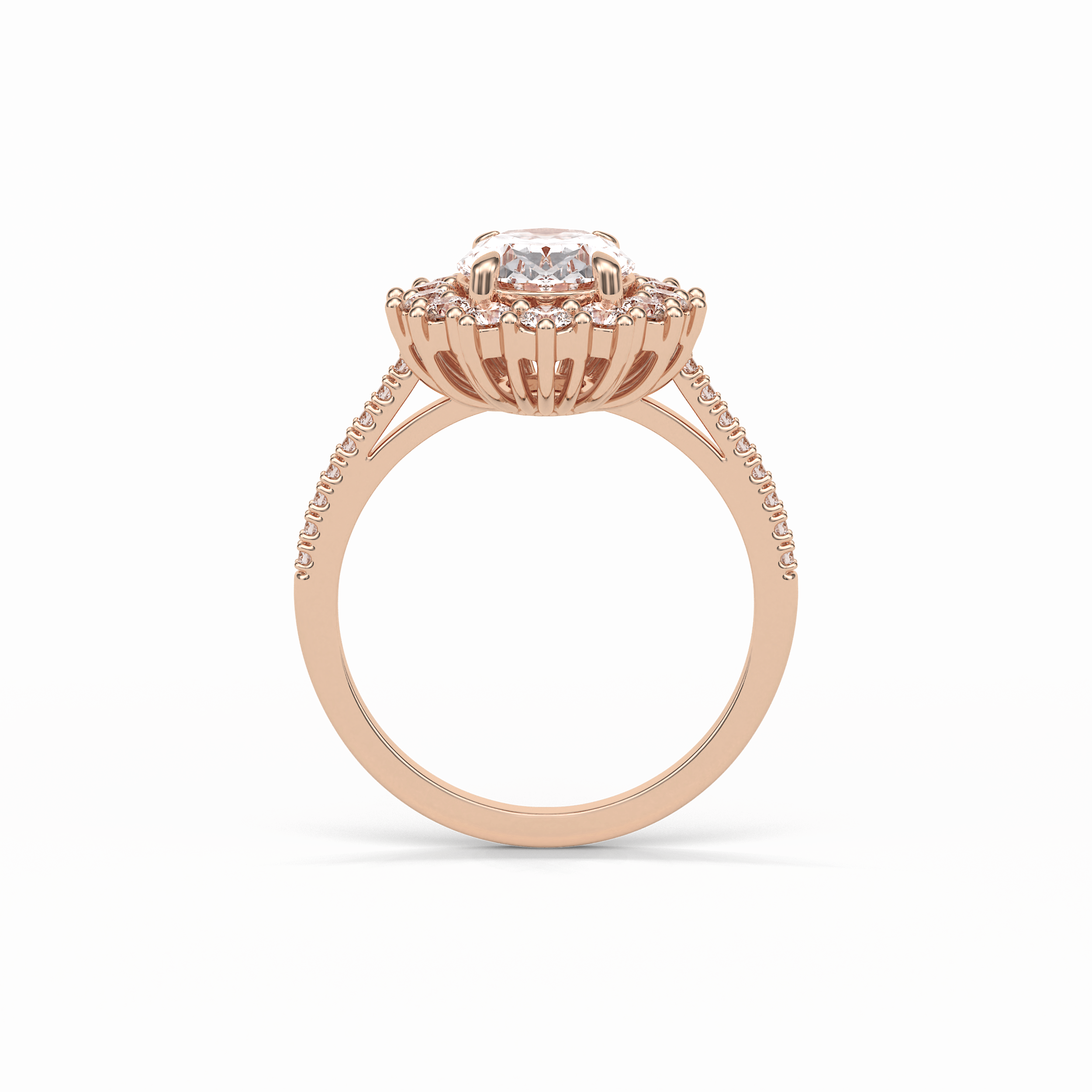 Oval Halo & Pave Lab Grown Diamond Engagement Ring