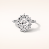 1.91 CT Oval Shaped Halo Moissanite Engagement Ring