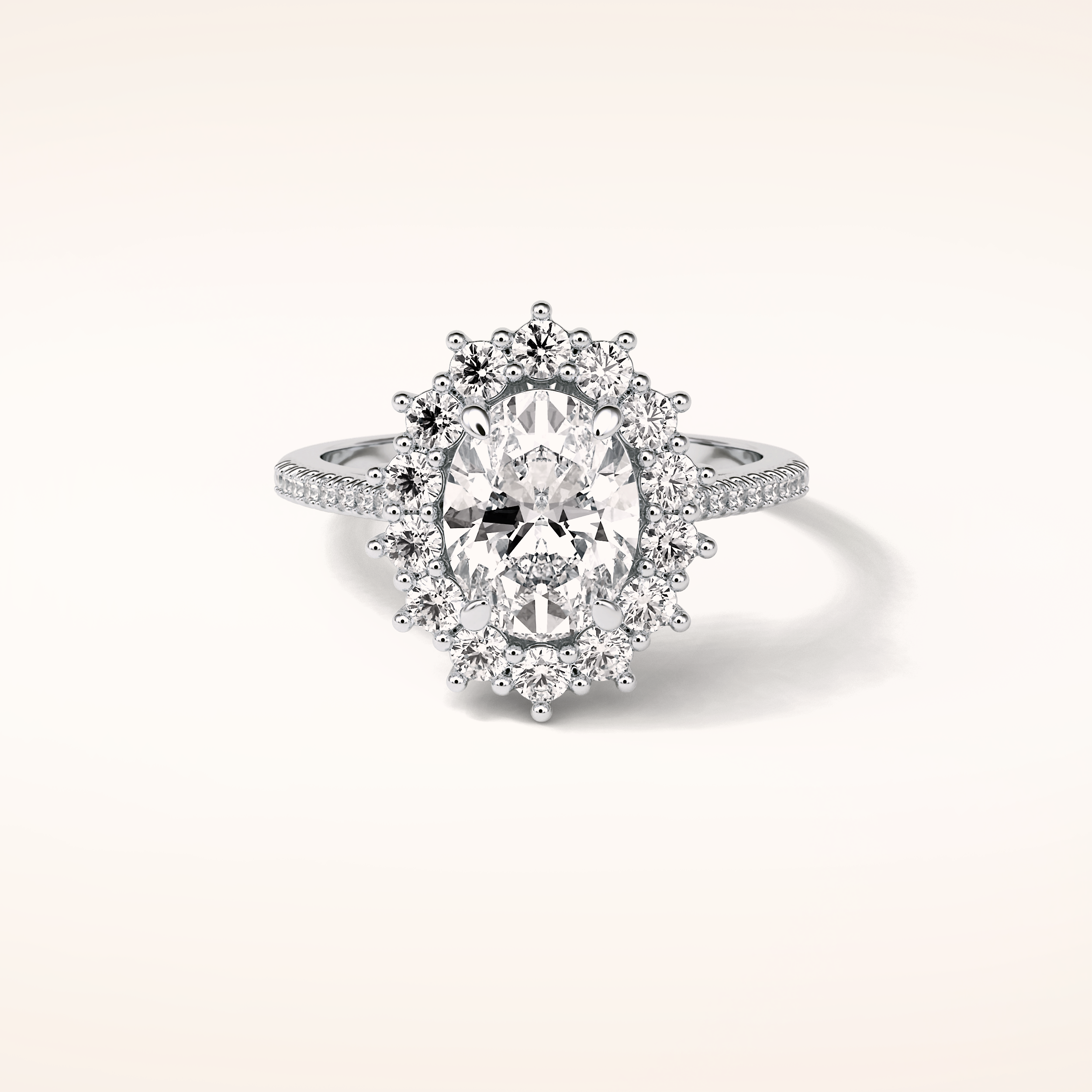 1.91 CT Oval Shaped Halo Moissanite Engagement Ring