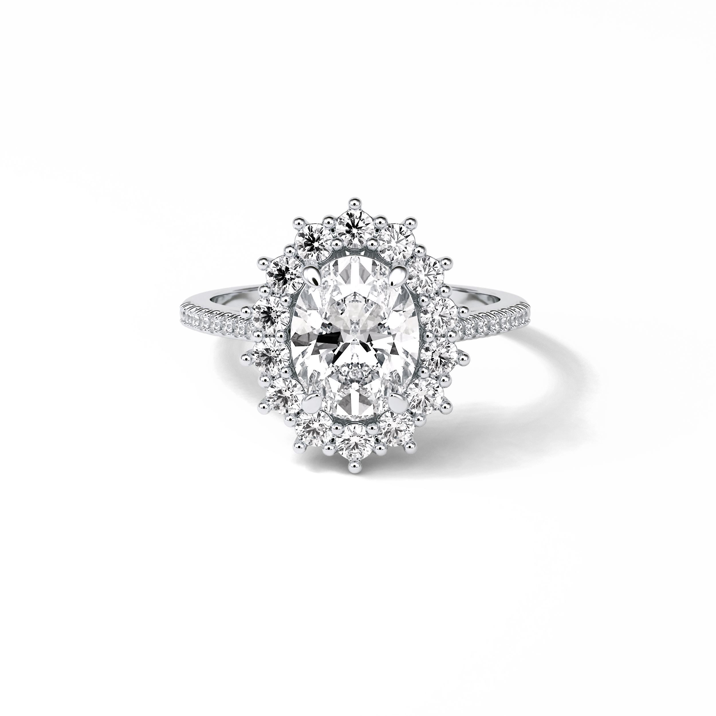Oval Halo & Pave Lab Grown Diamond Engagement Ring