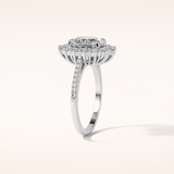 1.91 CT Oval Shaped Halo Moissanite Engagement Ring