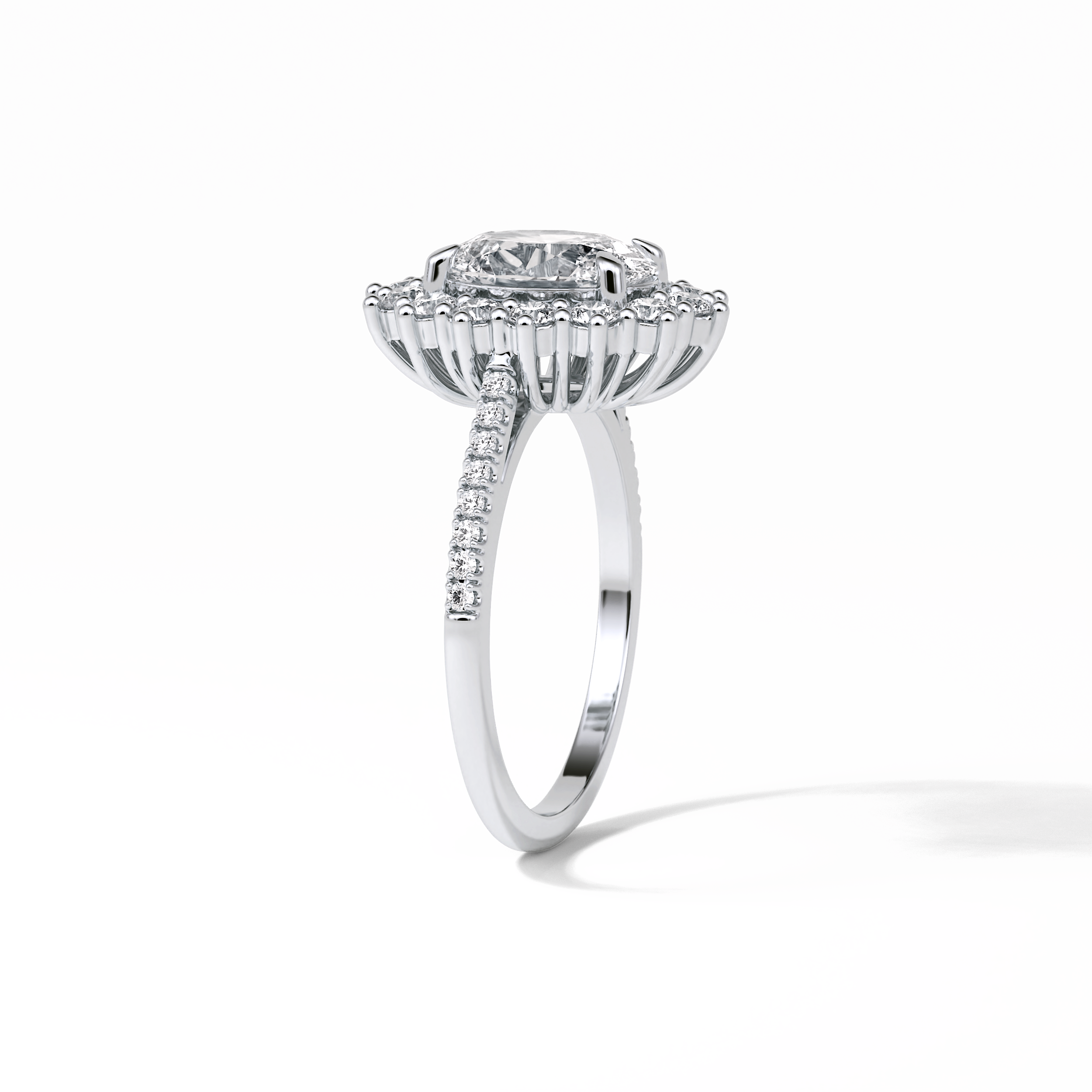 Oval Halo & Pave Lab Grown Diamond Engagement Ring