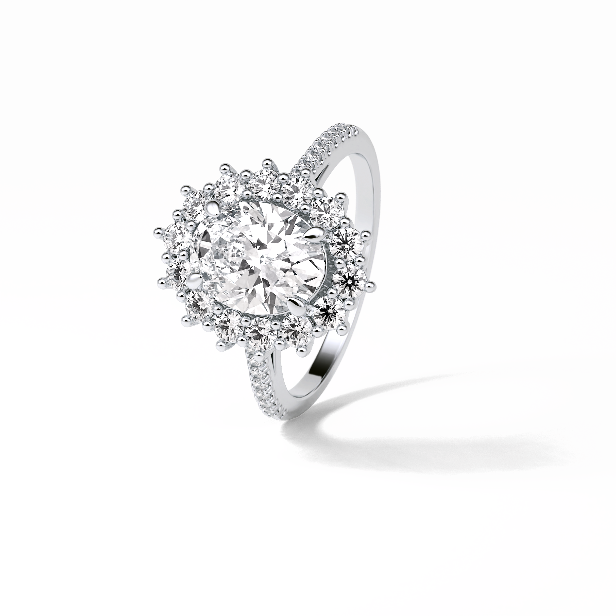 Oval Halo & Pave Lab Grown Diamond Engagement Ring