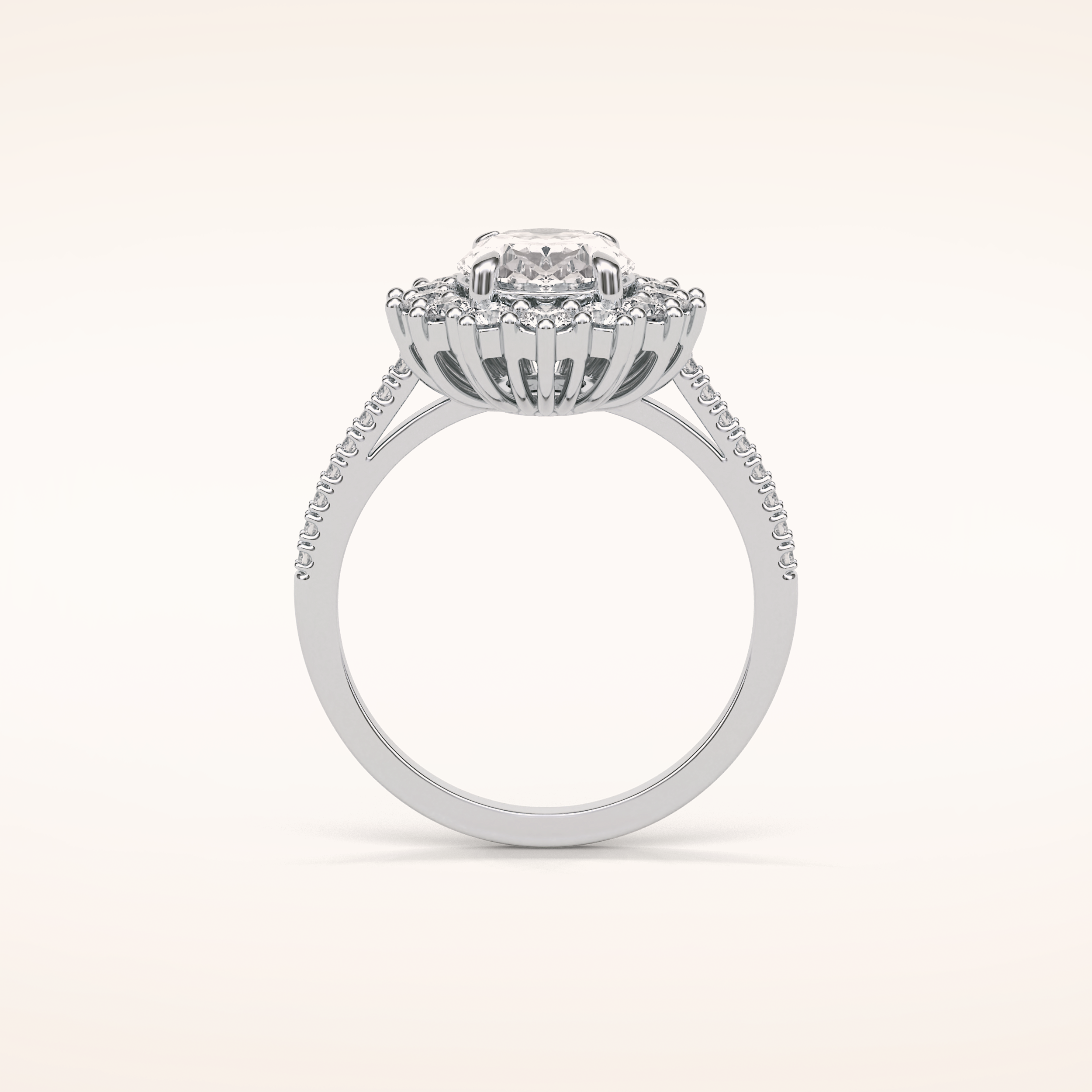 1.91 CT Oval Shaped Halo Moissanite Engagement Ring