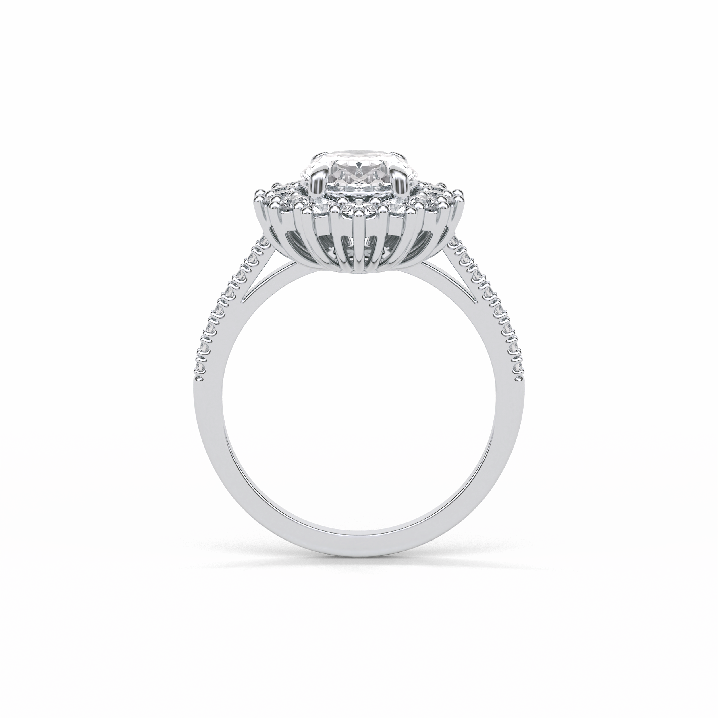Oval Halo & Pave Lab Grown Diamond Engagement Ring
