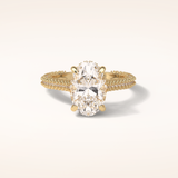 4 CT Oval Shaped Hidden Halo & Pave Moissanite Engagement Ring