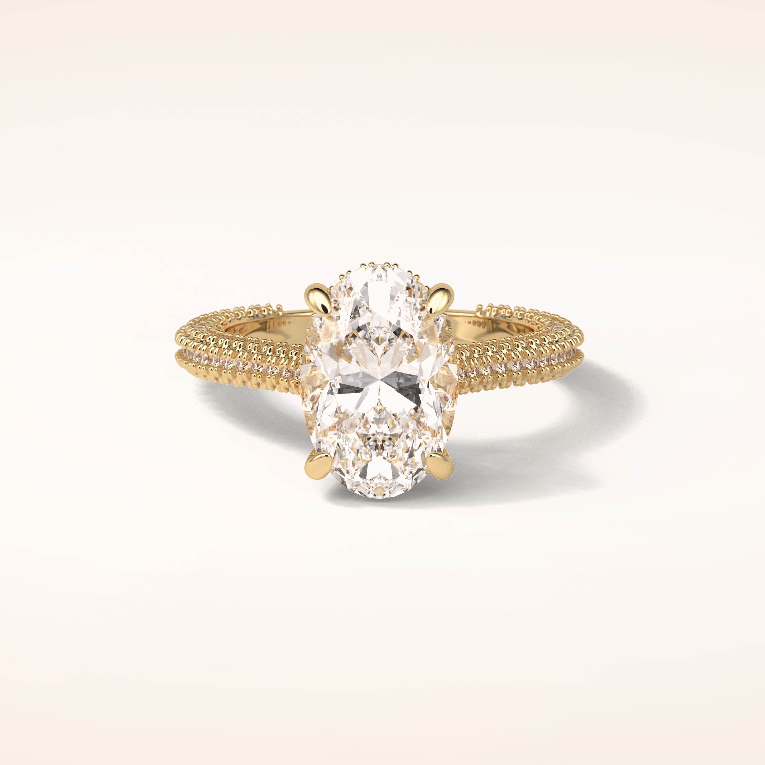 4 CT Oval Shaped Hidden Halo & Pave Moissanite Engagement Ring